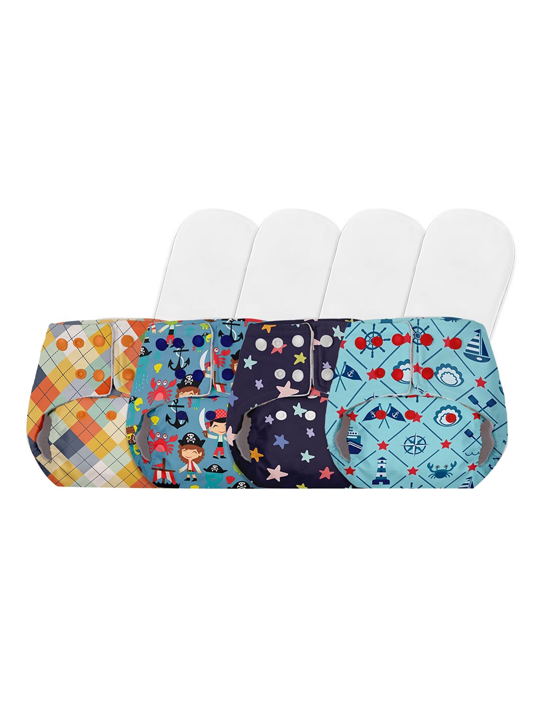 

BASIC by SuperBottoms Kids Set of 4 Multi Sustainable Reusable Diapers