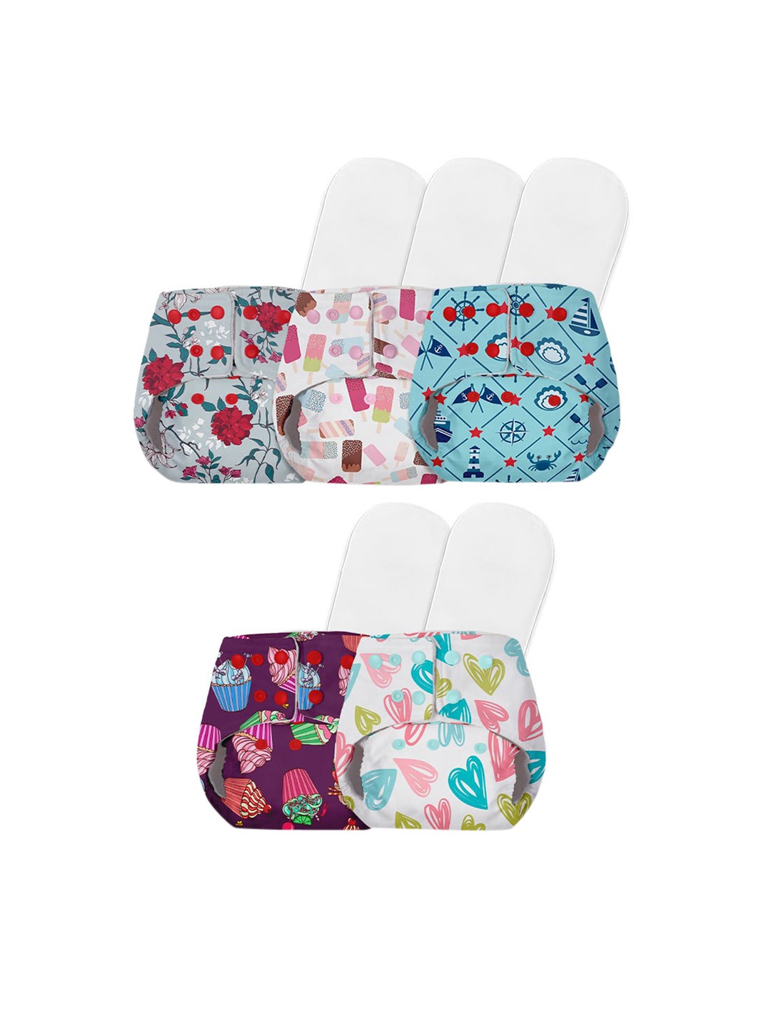 

BASIC by SuperBottoms Multi Pack of 5 Sustainable Reusable Diapers
