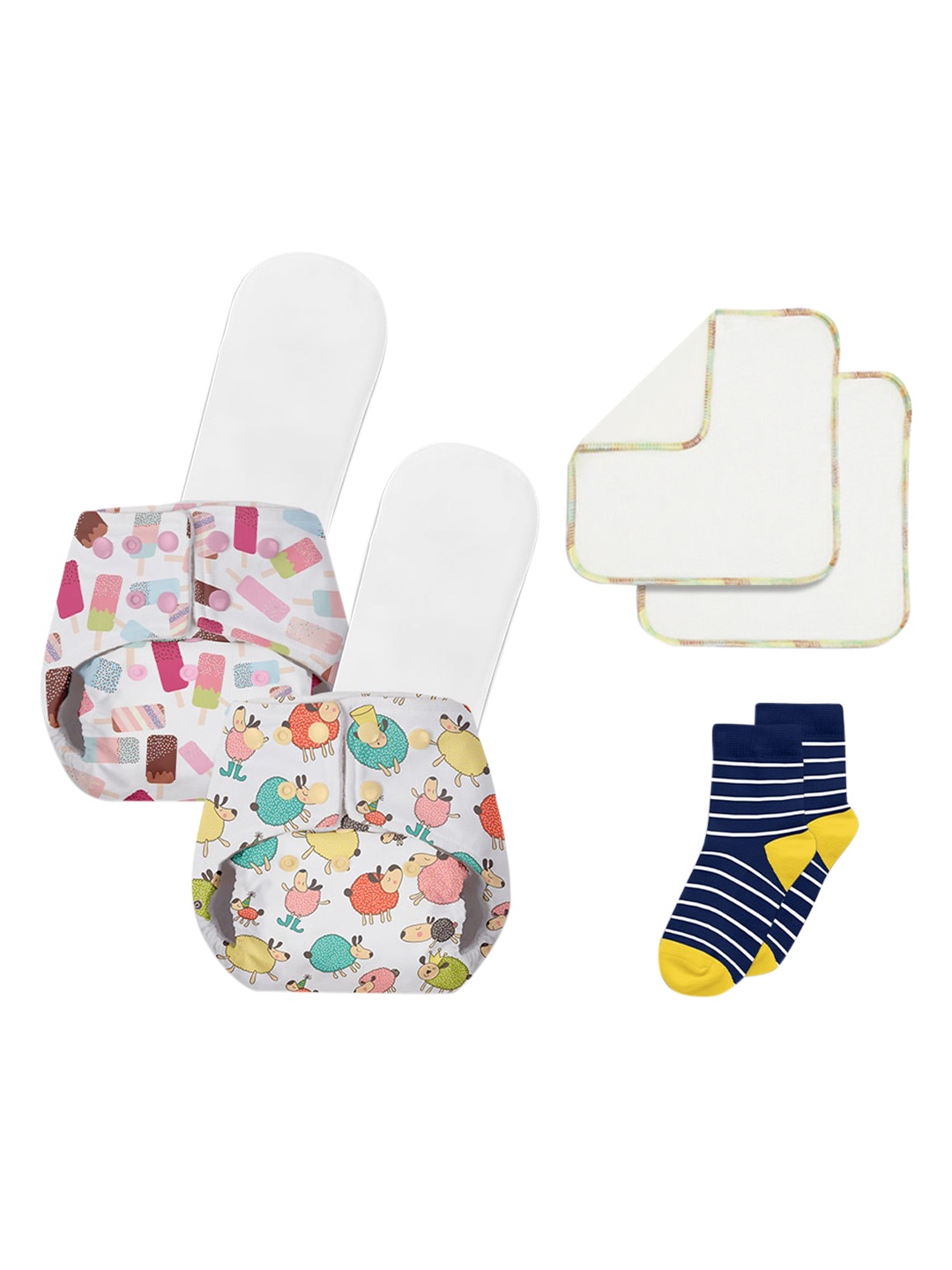 

BASIC by SuperBottoms Set of 2 Multi Sustainable Reusable Cloth Diapers