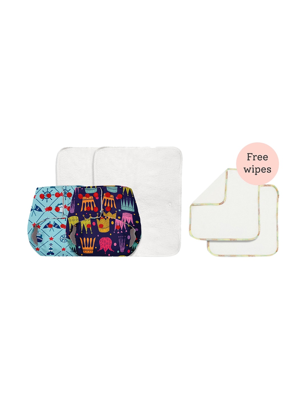 

BASIC by SuperBottoms Kids Pack of 4 Sustainable Reusable Freesize Cloth Diapers, Multi