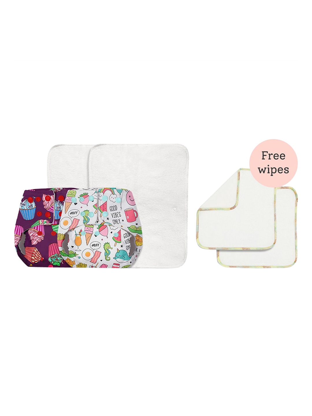 BASIC by SuperBottoms Pack of 4 Sustainable Reusable Freesize Cloth Diaper, White