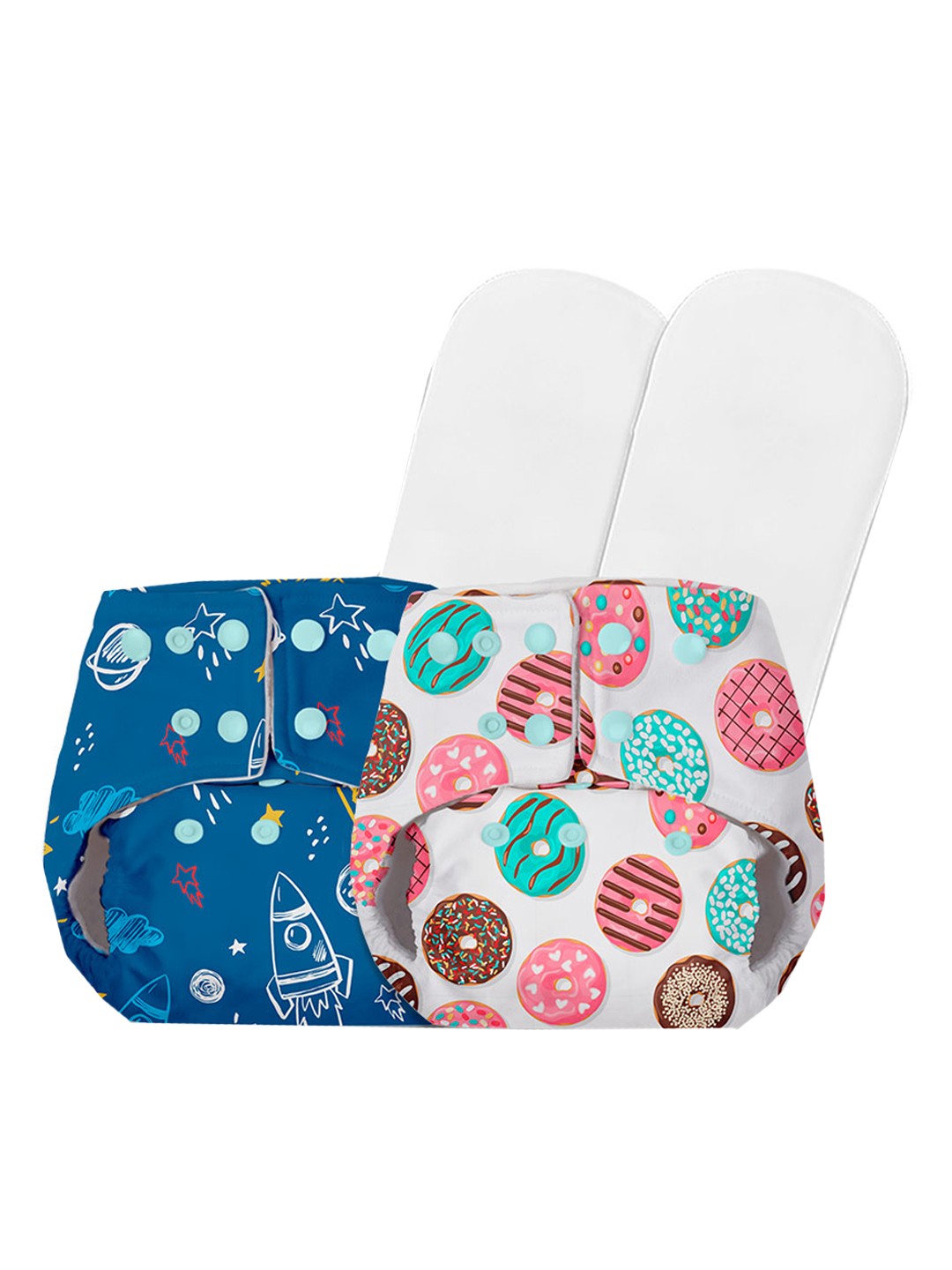 

BASIC by SuperBottoms Infants Assorted Pack of 2 Reusable Diapers with 2 Dry Feel Inserts, Multi