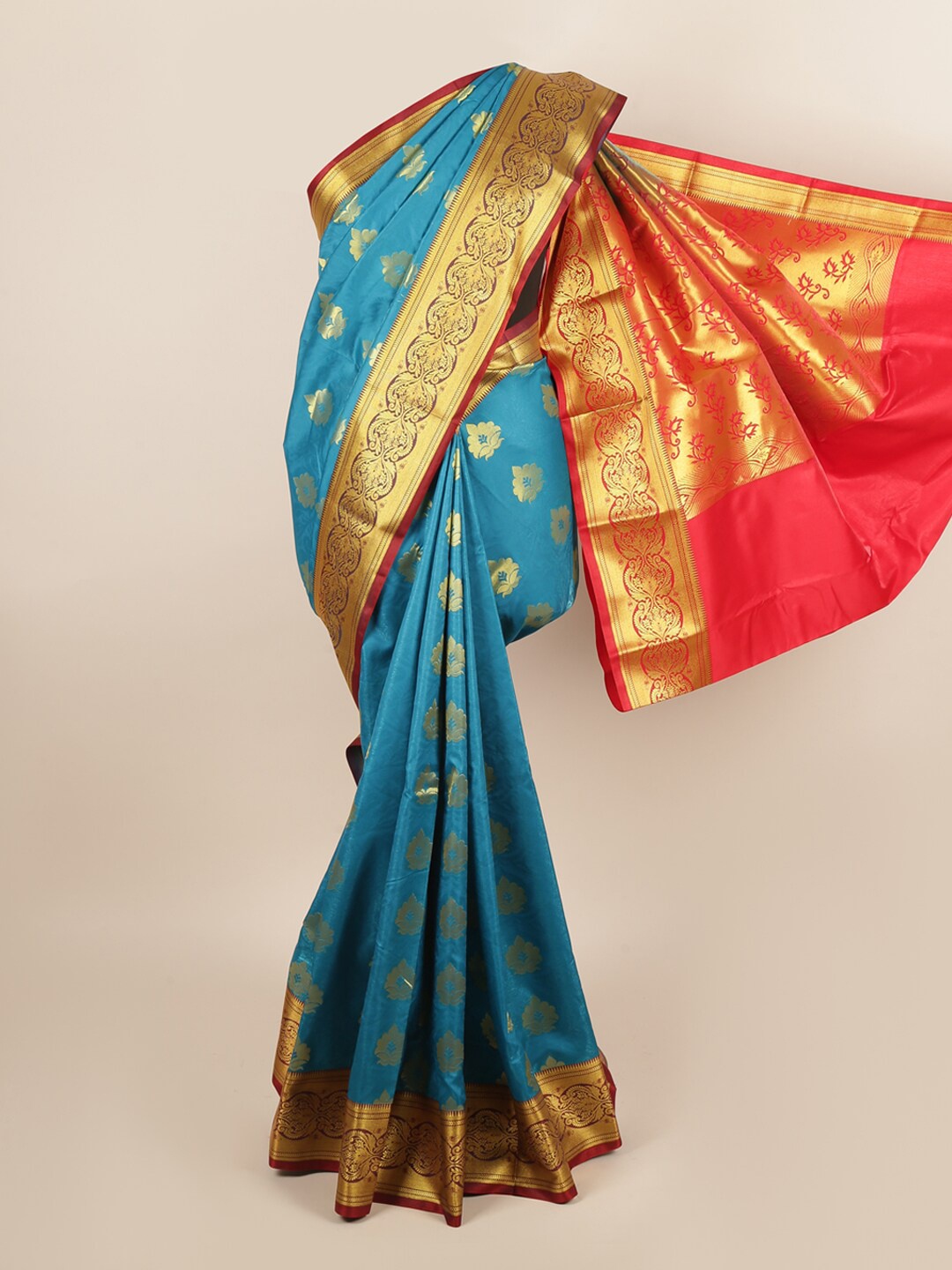 

Pothys Blue & Pink Woven Design Zari Art Silk Saree