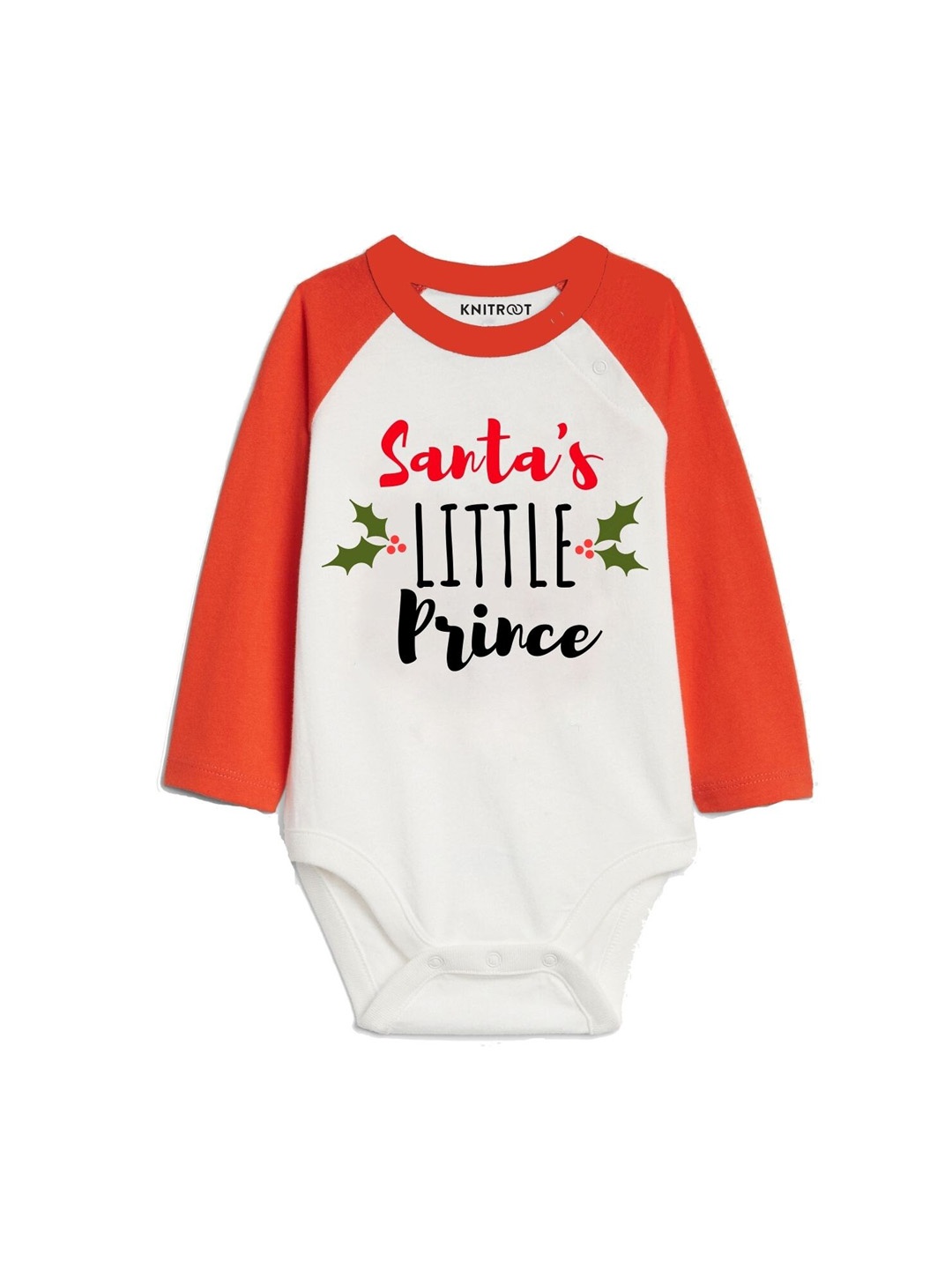 

KNITROOT White & Red Santa Prince Printed Bodysuit