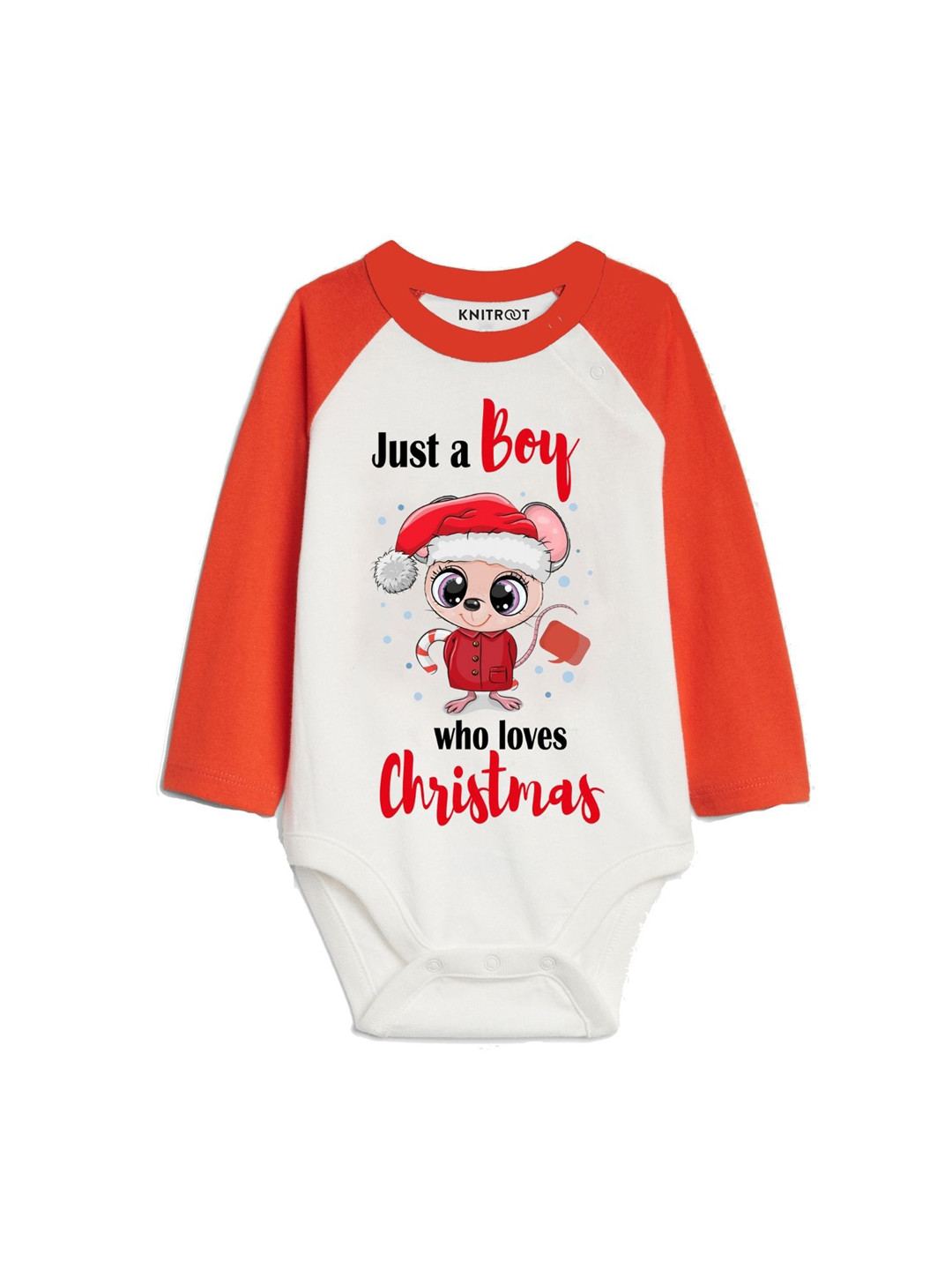 

KNITROOT White & Red Printed Cotton Bodysuit