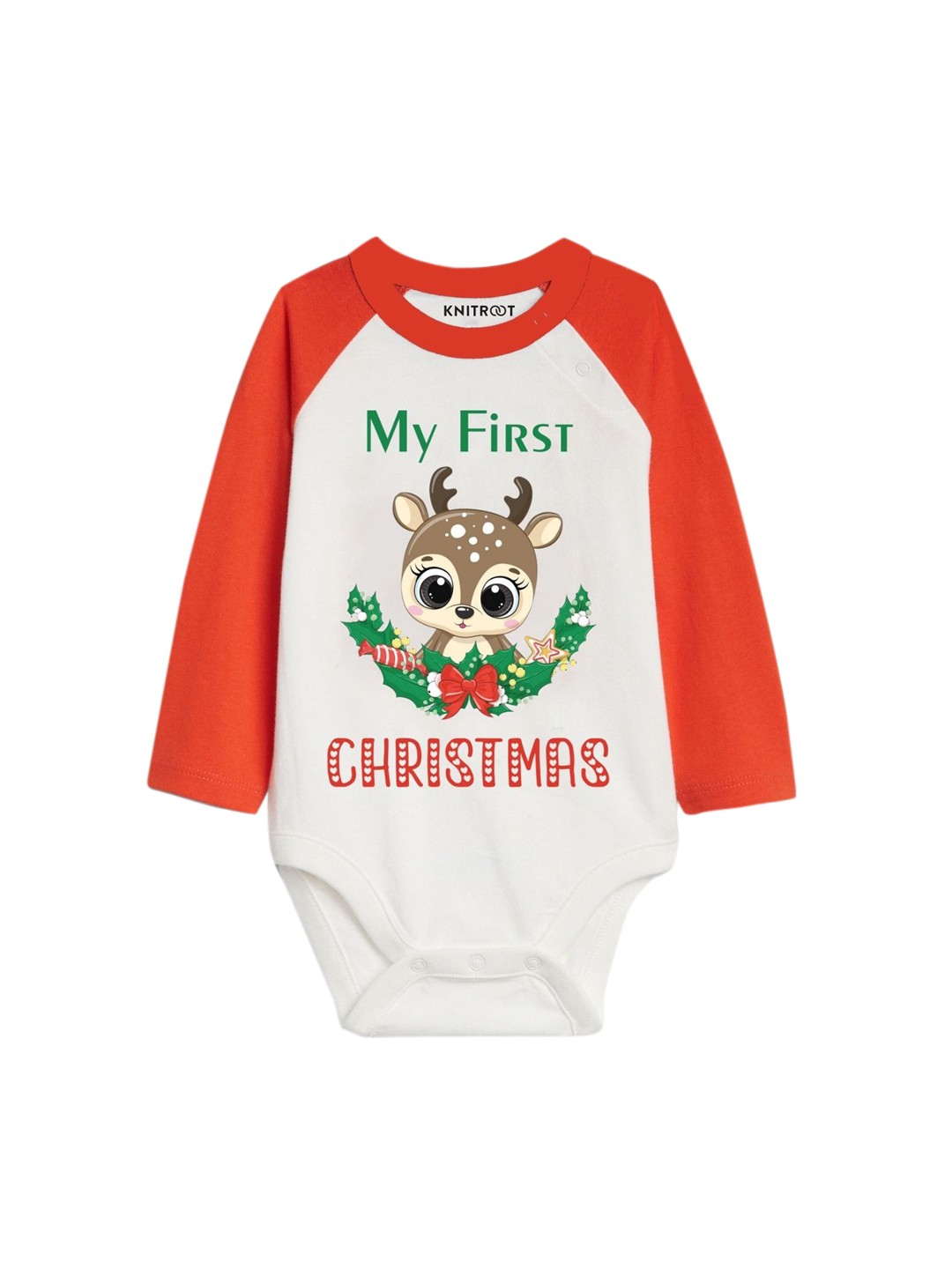

KNITROOT Infants White & Red Christmas Print Long Sleeve Bodysuit