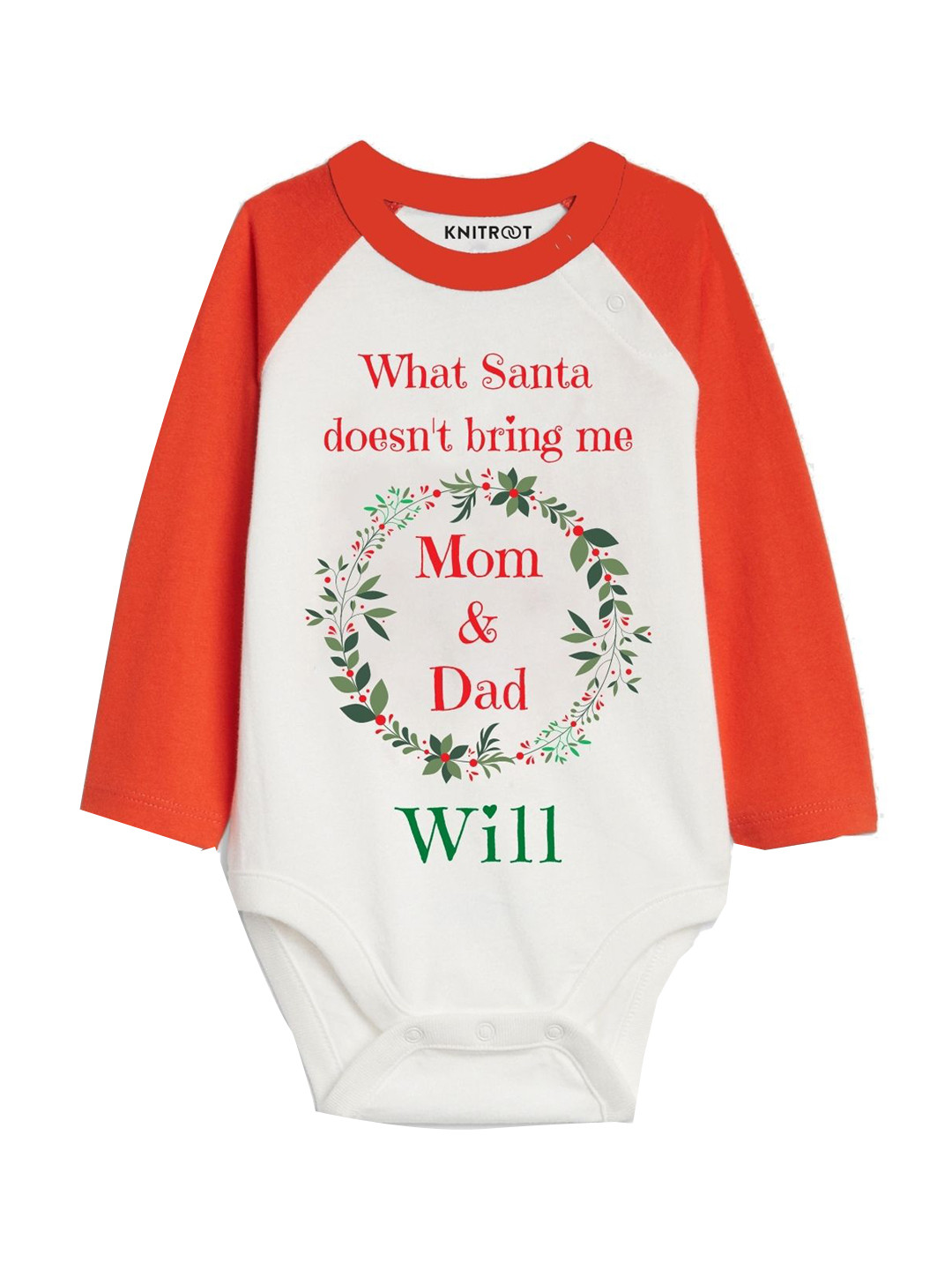 

KNITROOT Infants White & Red Christmas Print Long Sleeve Bodysuit