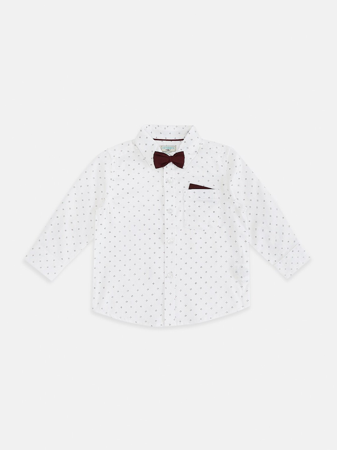 

Pantaloons Baby Boys White Opaque Printed Casual Shirt
