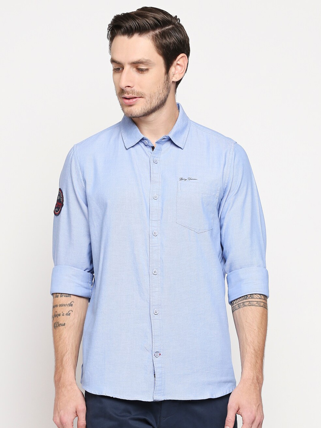 

Being Human Men Blue Slim Fit Opaque Casual Shirt