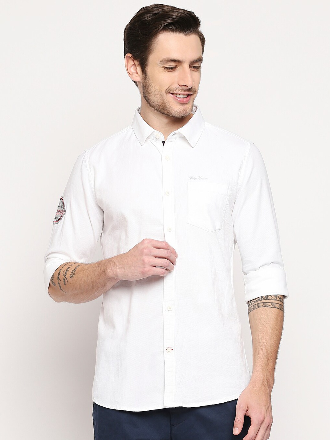 

Being Human Men White Slim Fit Opaque Casual Shirt