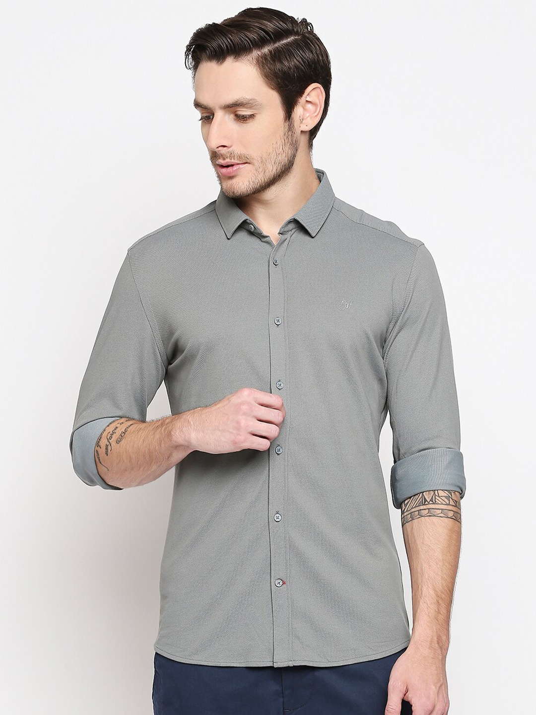 

Being Human Men Olive Green Slim Fit Opaque Casual Shirt