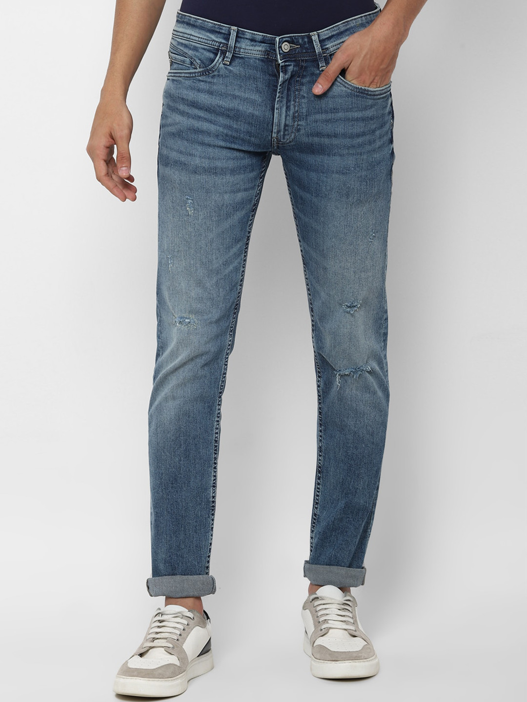

Allen Solly Men Blue Skinny Fit Low Distress Light Fade Jeans