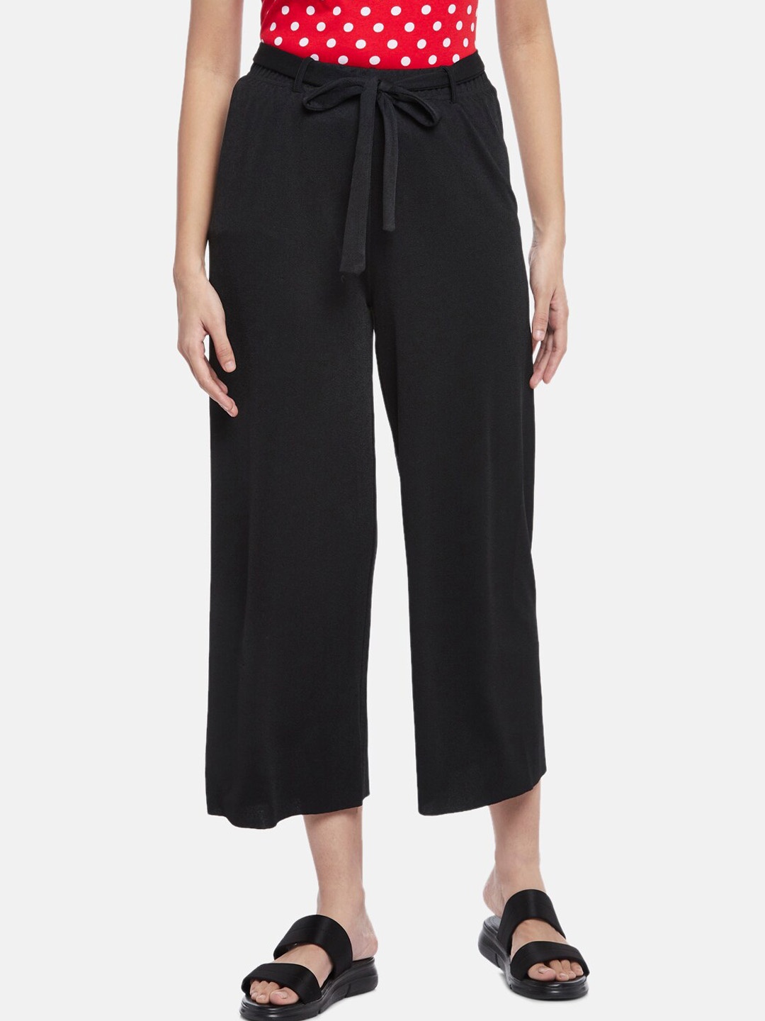 

Honey by Pantaloons Women Black Pleated Culottes Trousers