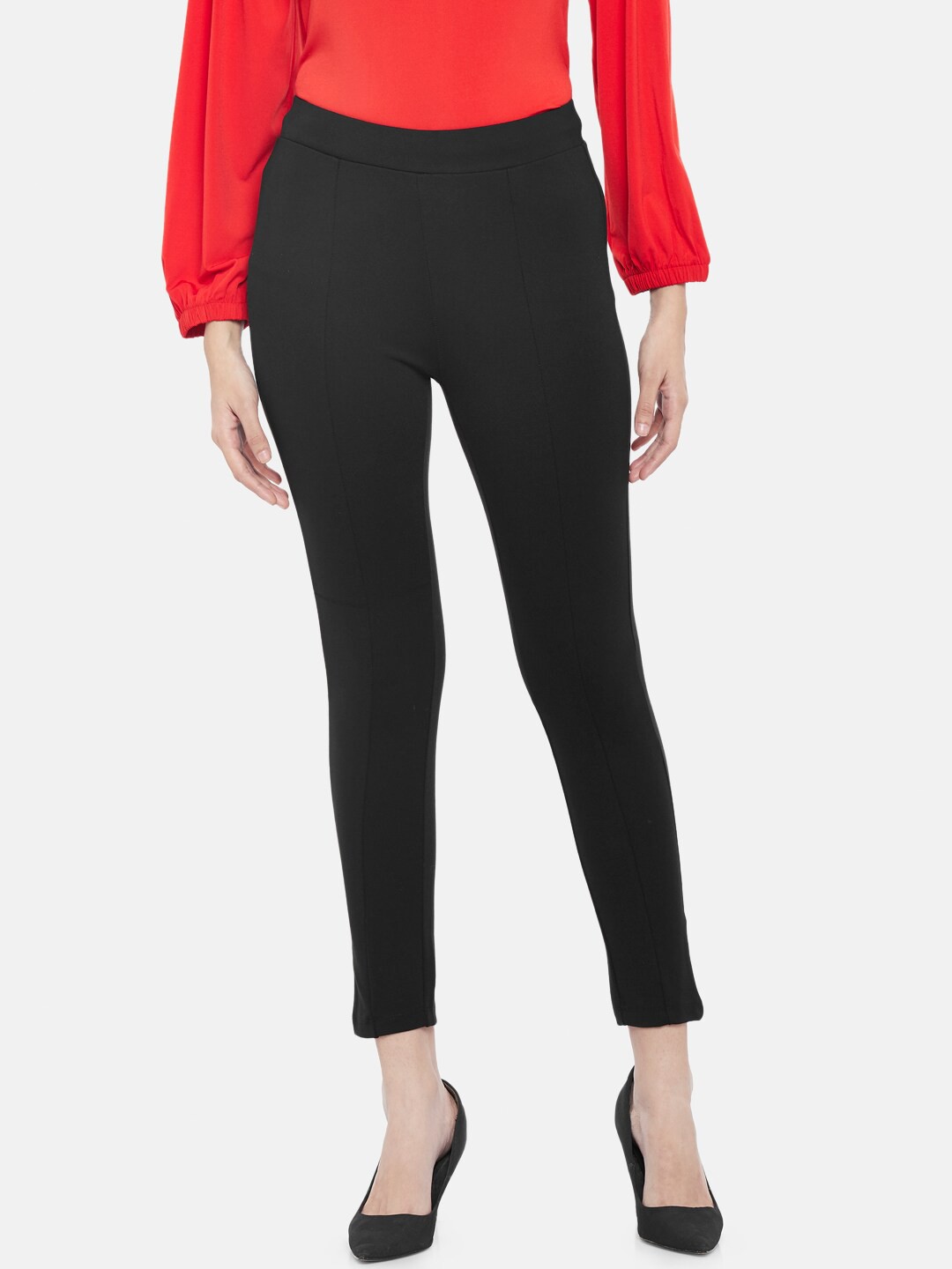 

Annabelle by Pantaloons Women Black Solid Slim-Fit Treggings