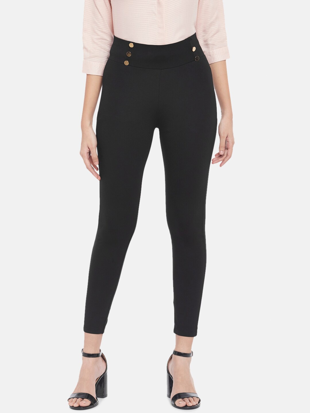 

Annabelle by Pantaloons Women Black Solid Slim-Fit Treggings