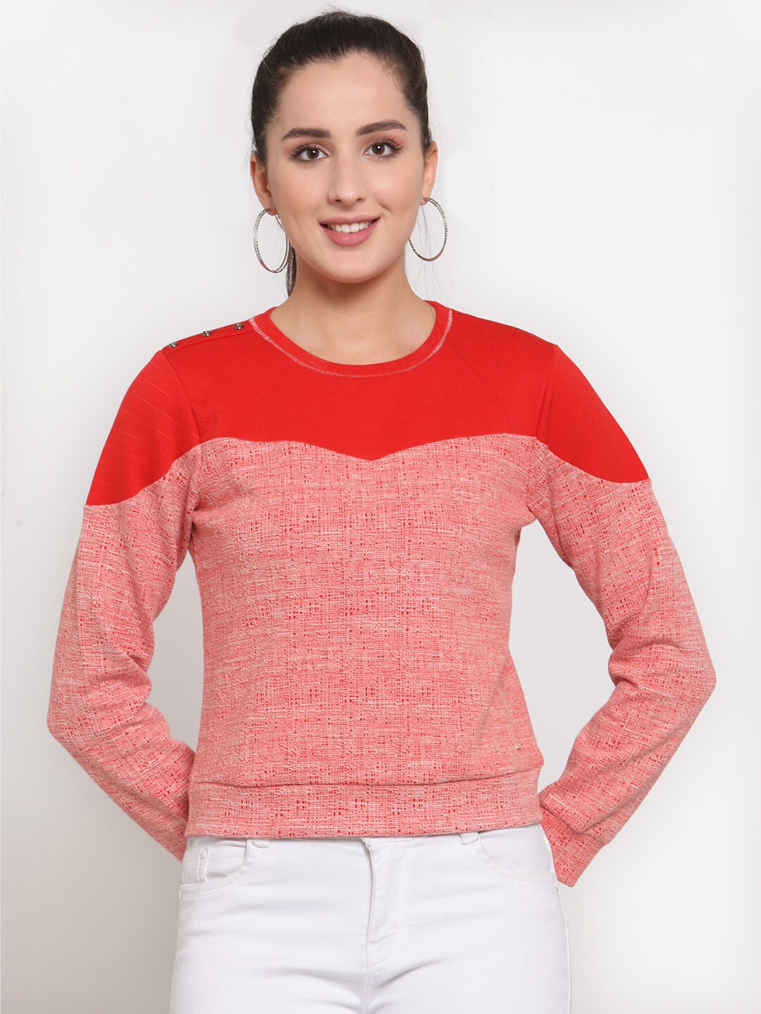 

Juelle Women Red Colourblocked Sweatshirt