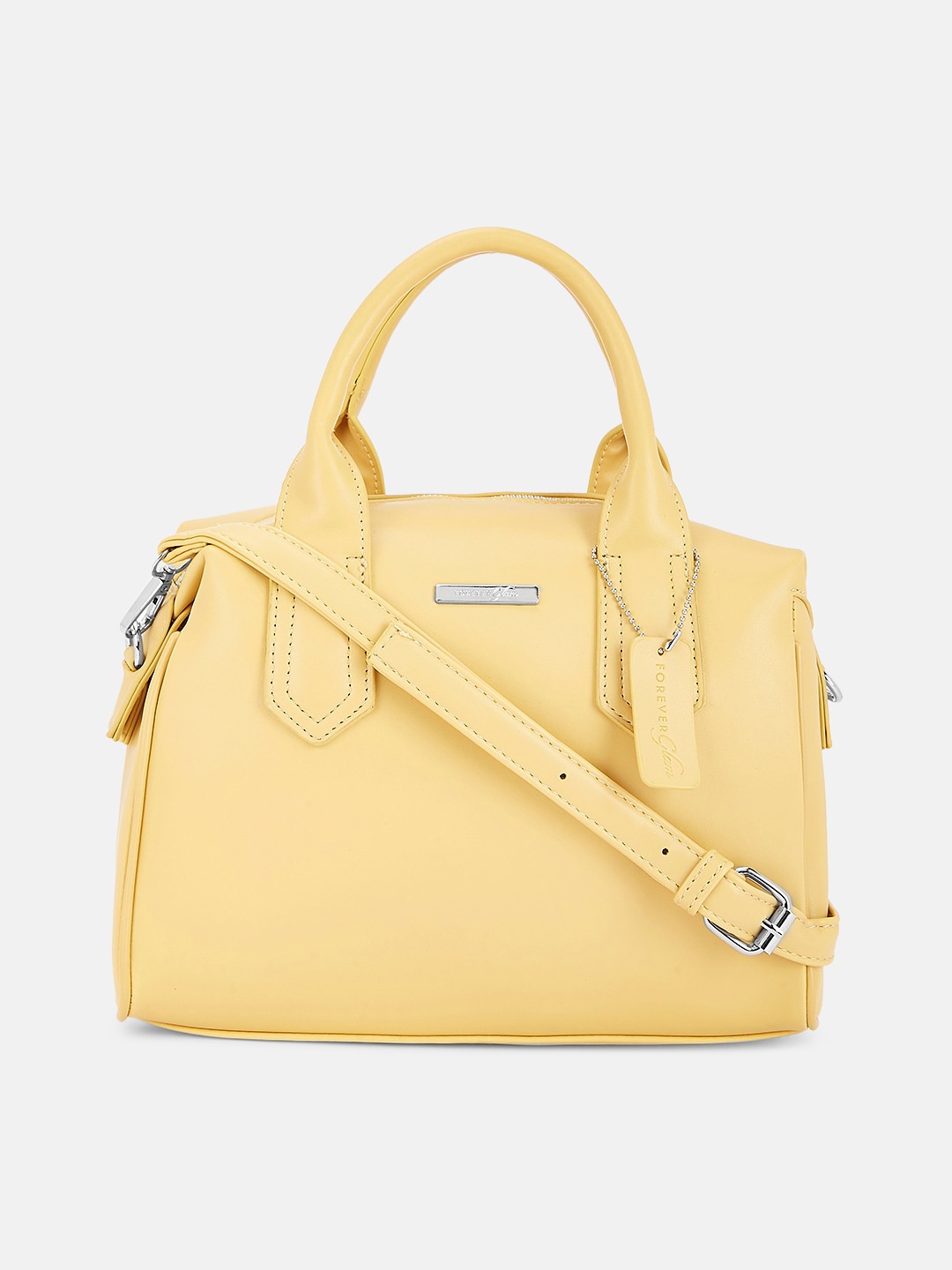 

Forever Glam by Pantaloons Yellow PU Structured Handheld Bag