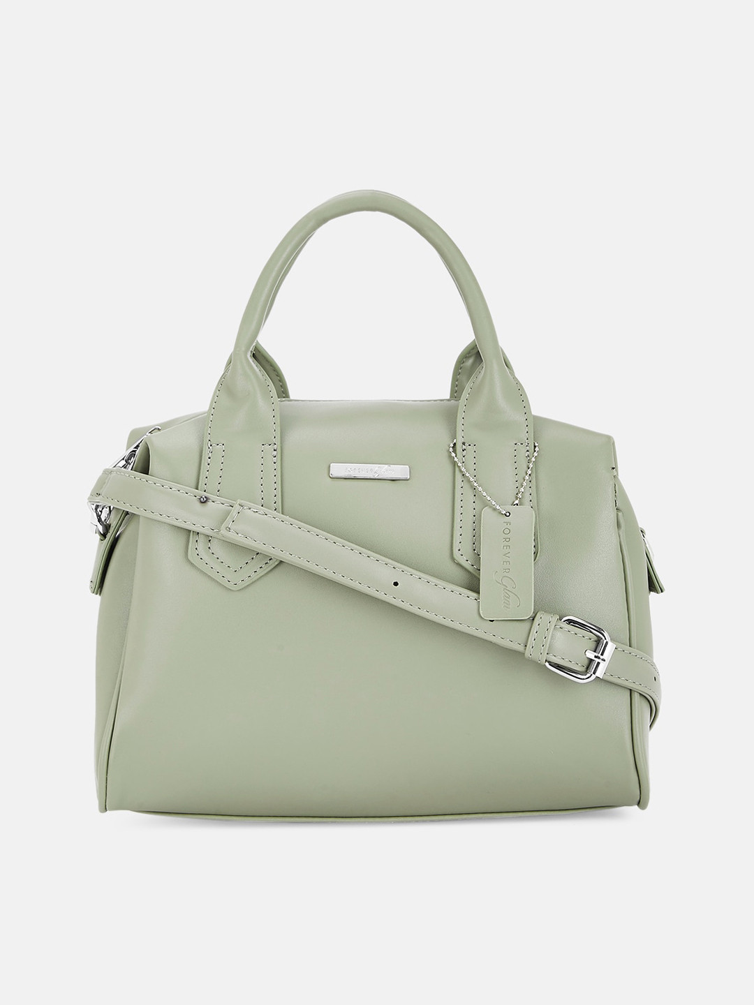 

Forever Glam by Pantaloons Green PU Structured Handheld Bag