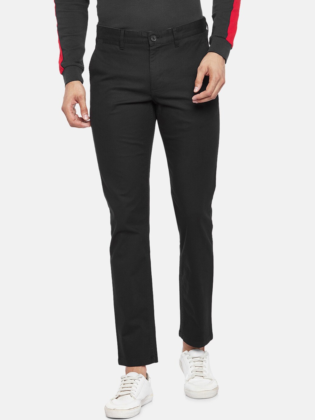 

BYFORD by Pantaloons Men Black Slim Fit Low-Rise Trousers