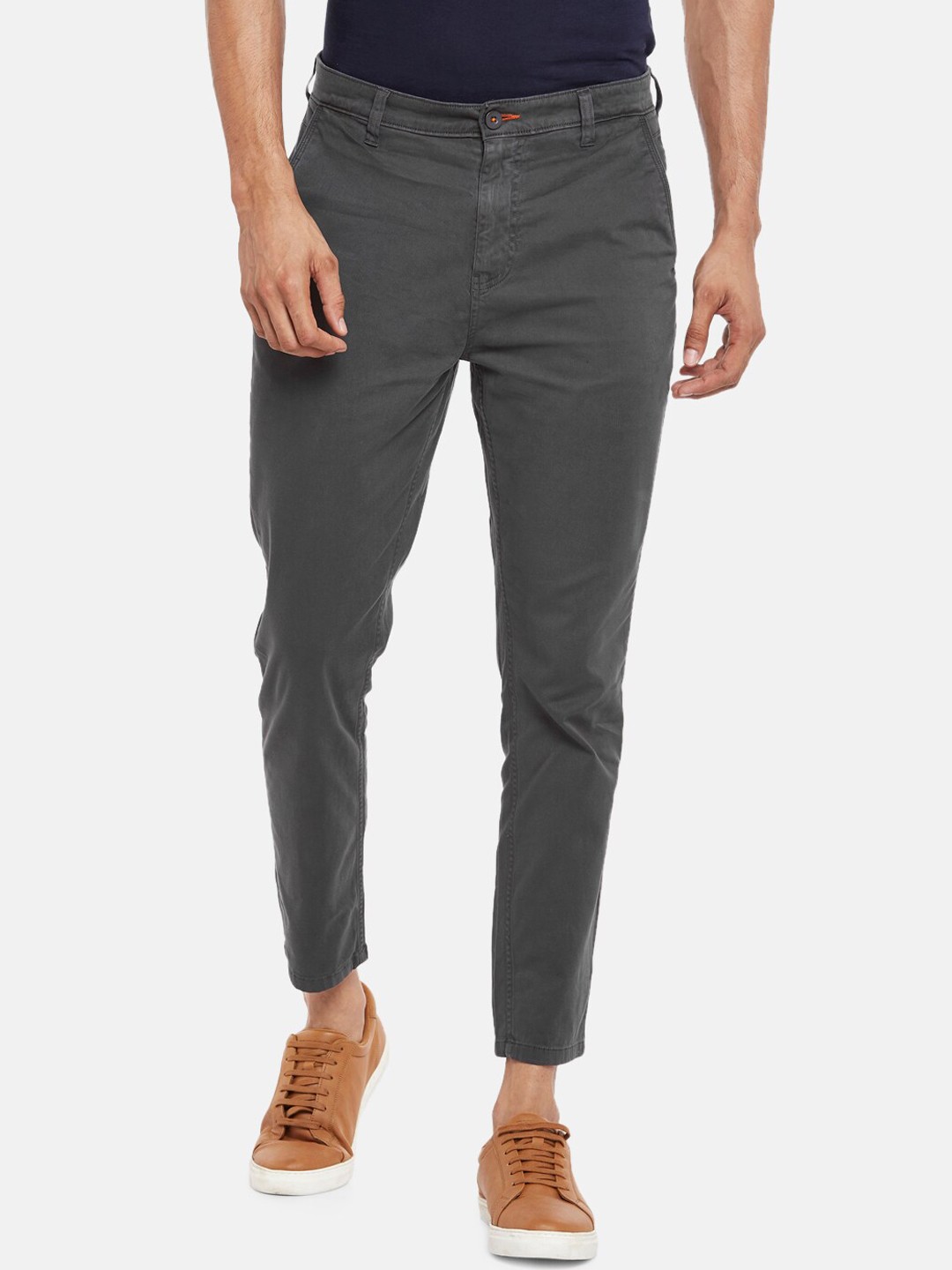 

Urban Ranger by pantaloons Men Charcoal Slim Fit Chinos Trousers