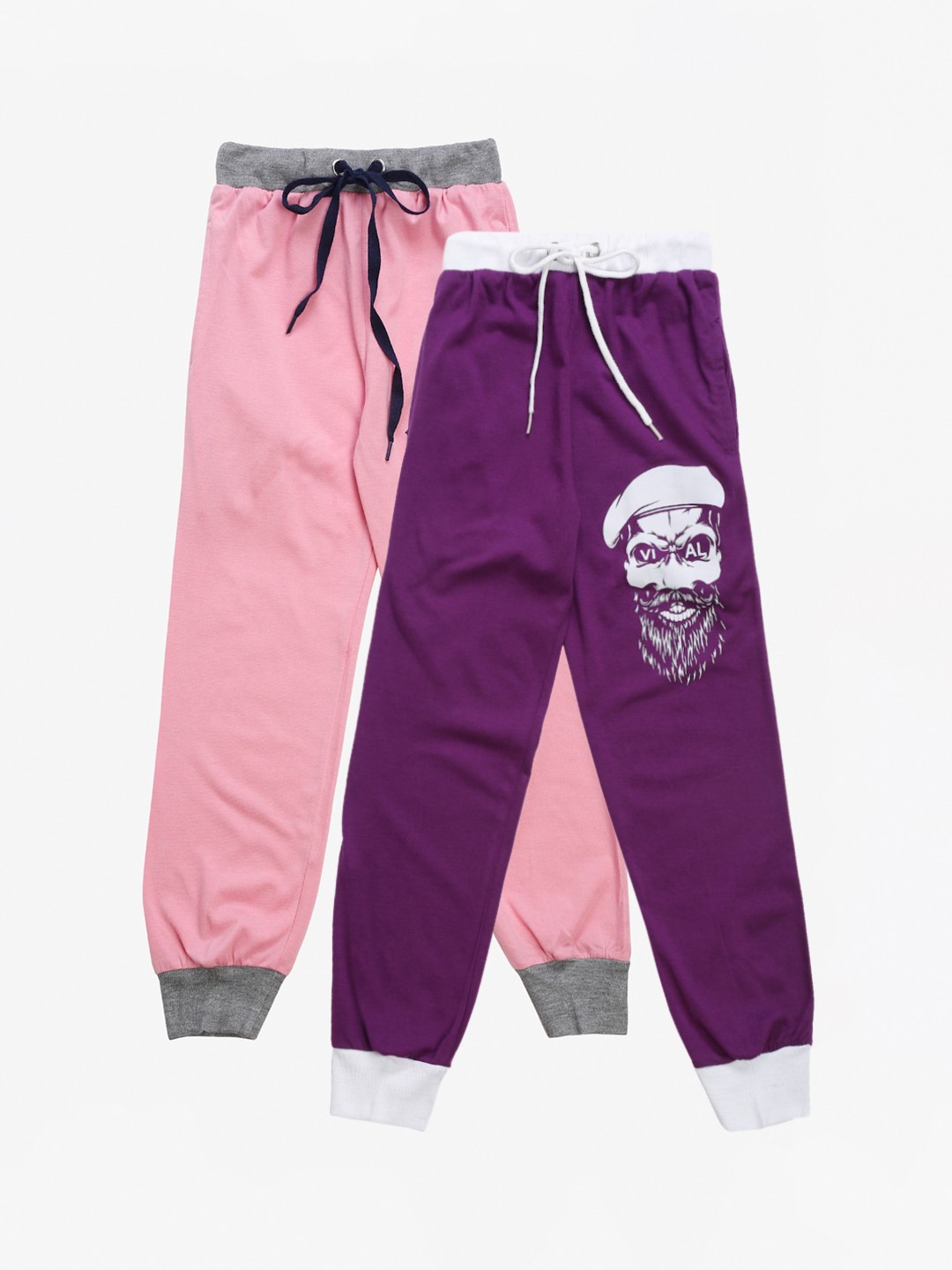 

MACK JONNEY Infants Kids Pack Of 2 Purple & Pink Solid Joggers
