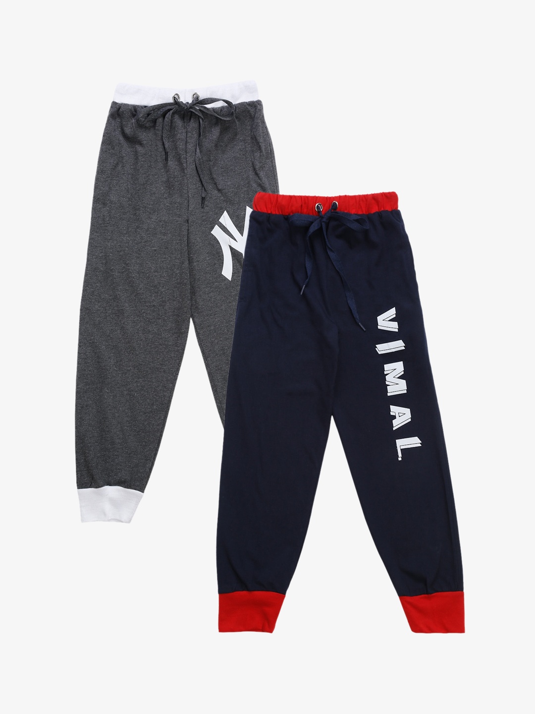 

VIMAL JONNEY Kids Set Of 2 Grey Solid Joggers