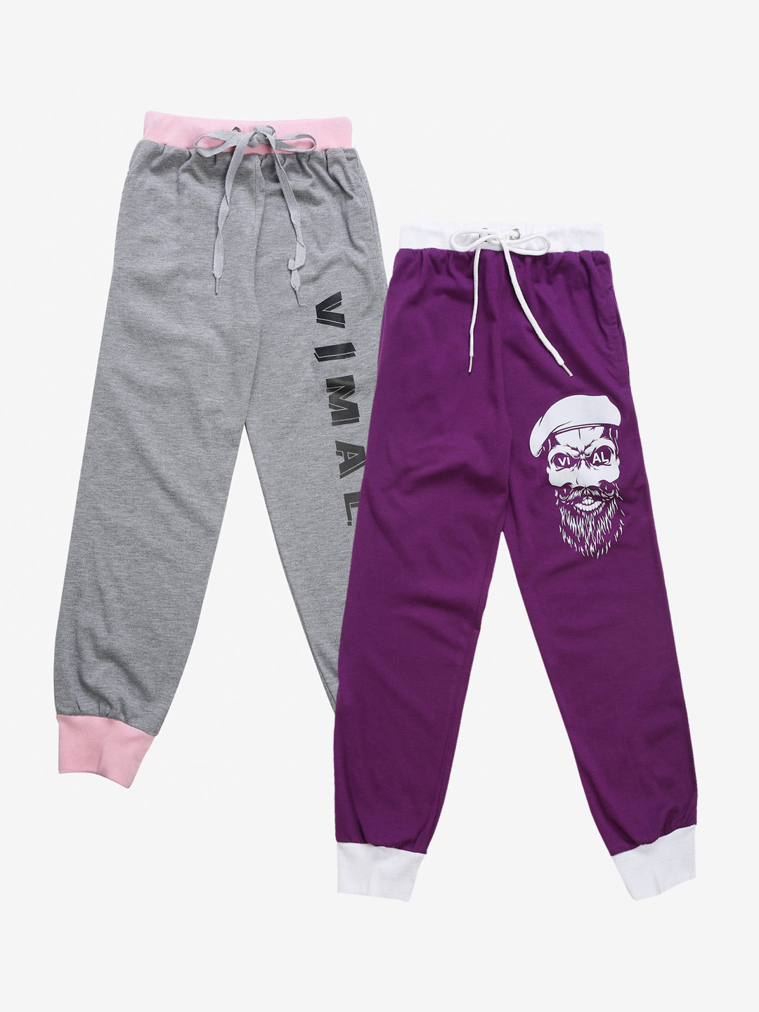 

VIMAL JONNEY Kids Pack Of 2 Solid Joggers, Purple