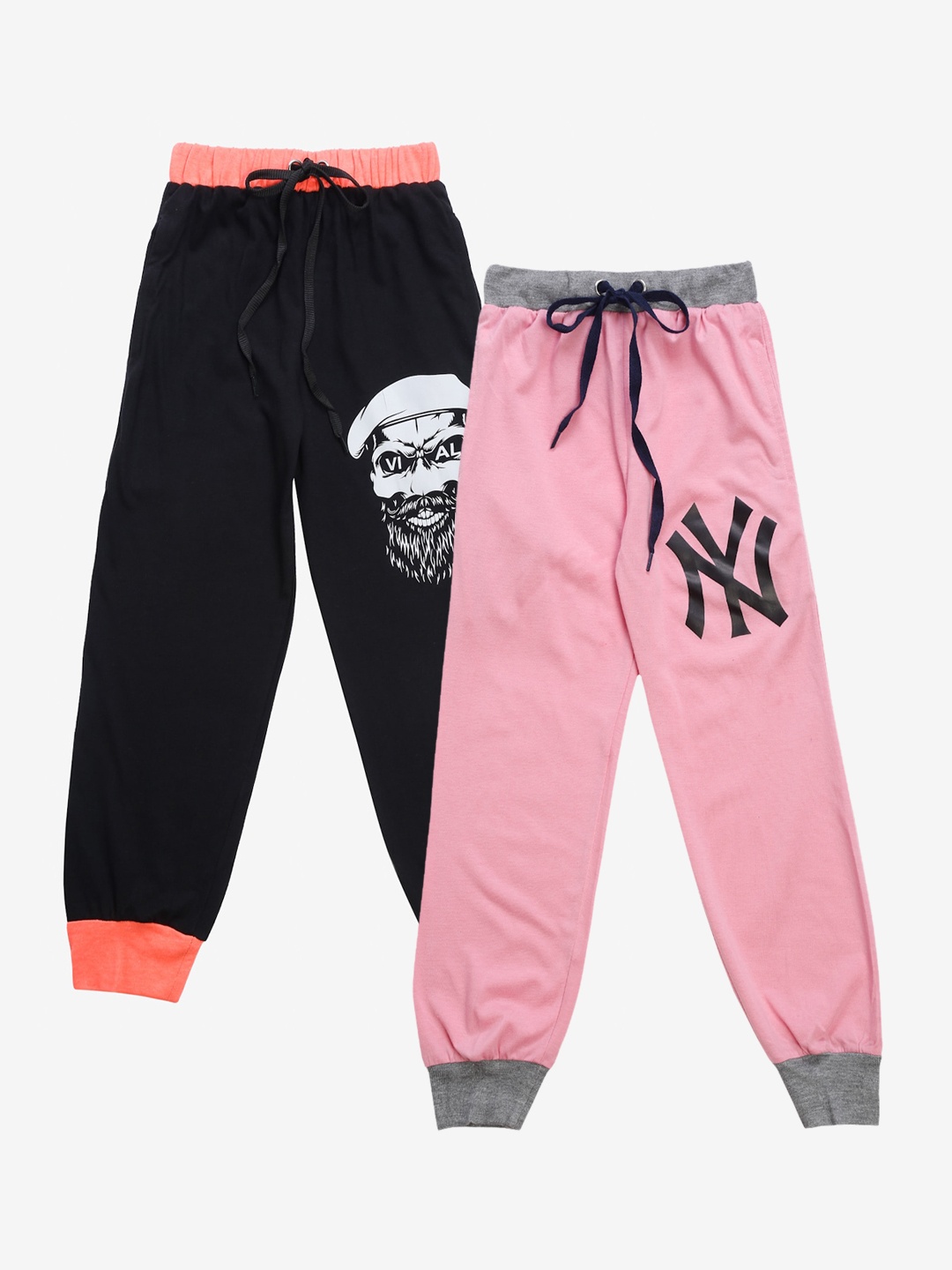 

VIMAL JONNEY Kids Pack Of 2 Printed Joggers, Black