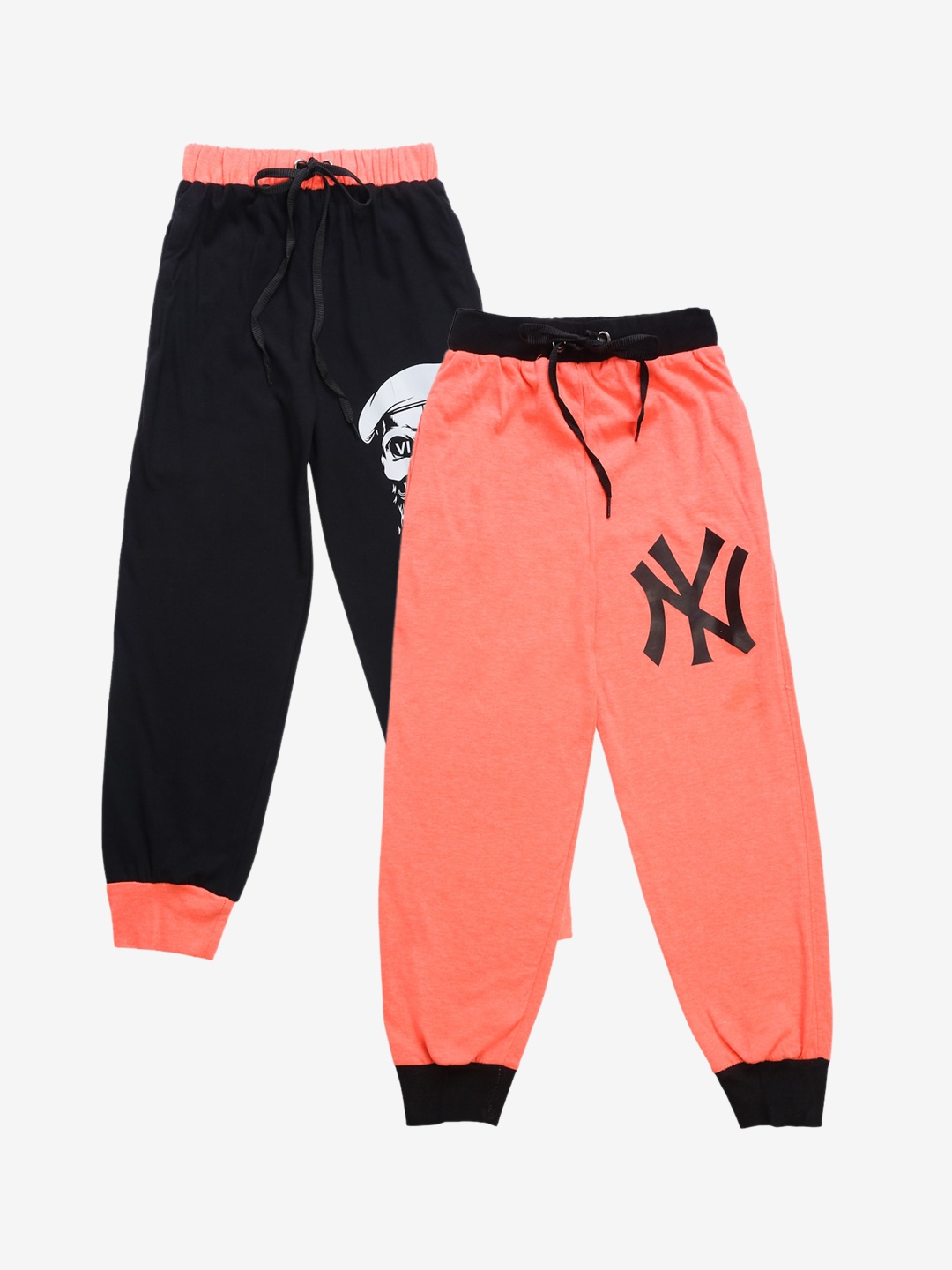 

VIMAL JONNEY Kids Pack Of 2 Solid Joggers, Black