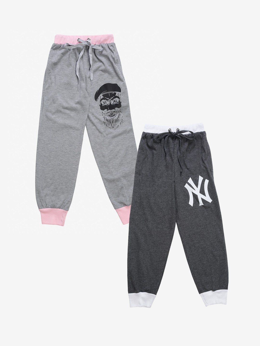 

VIMAL JONNEY Kids Pack Of 2 Printed Joggers, Grey