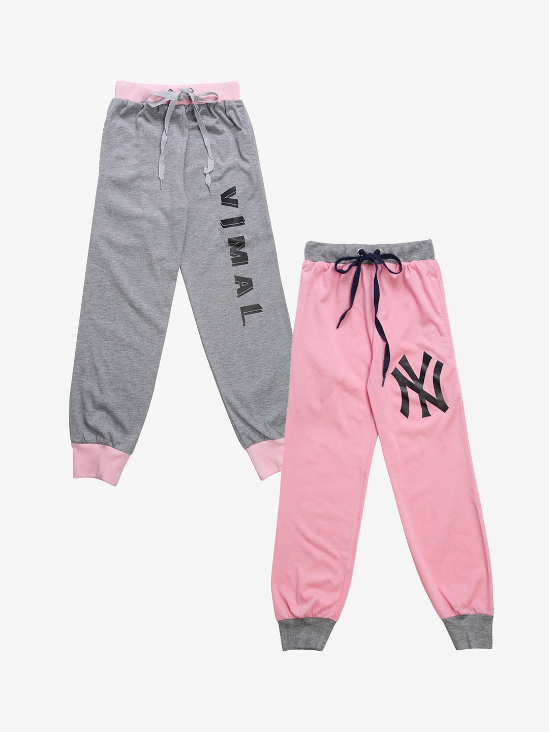 

VIMAL JONNEY Kids Pack Of 2 Printed Joggers, Pink