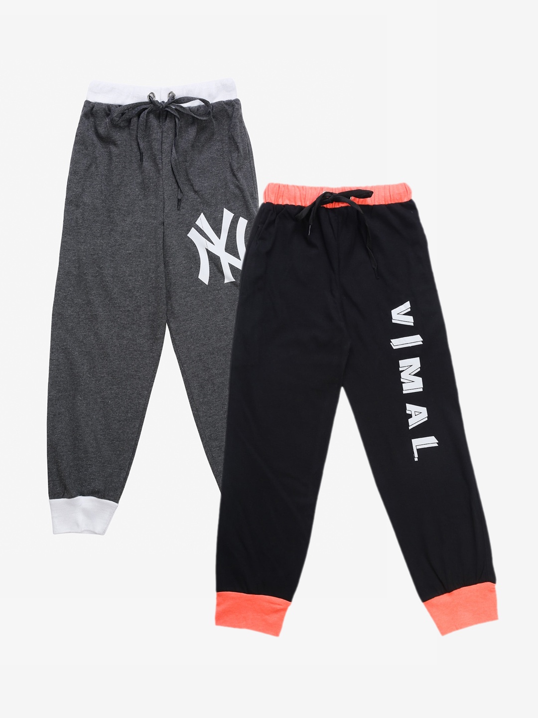 

VIMAL JONNEY Kids Pack Of 2 Solid Joggers, Grey