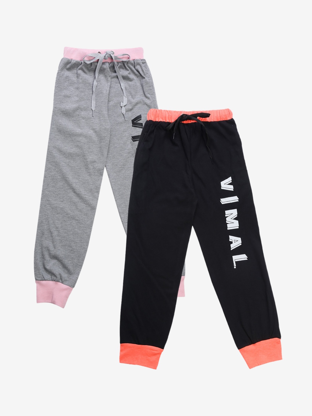 

VIMAL JONNEY Kids Pack Of 2 Printed Joggers, Black