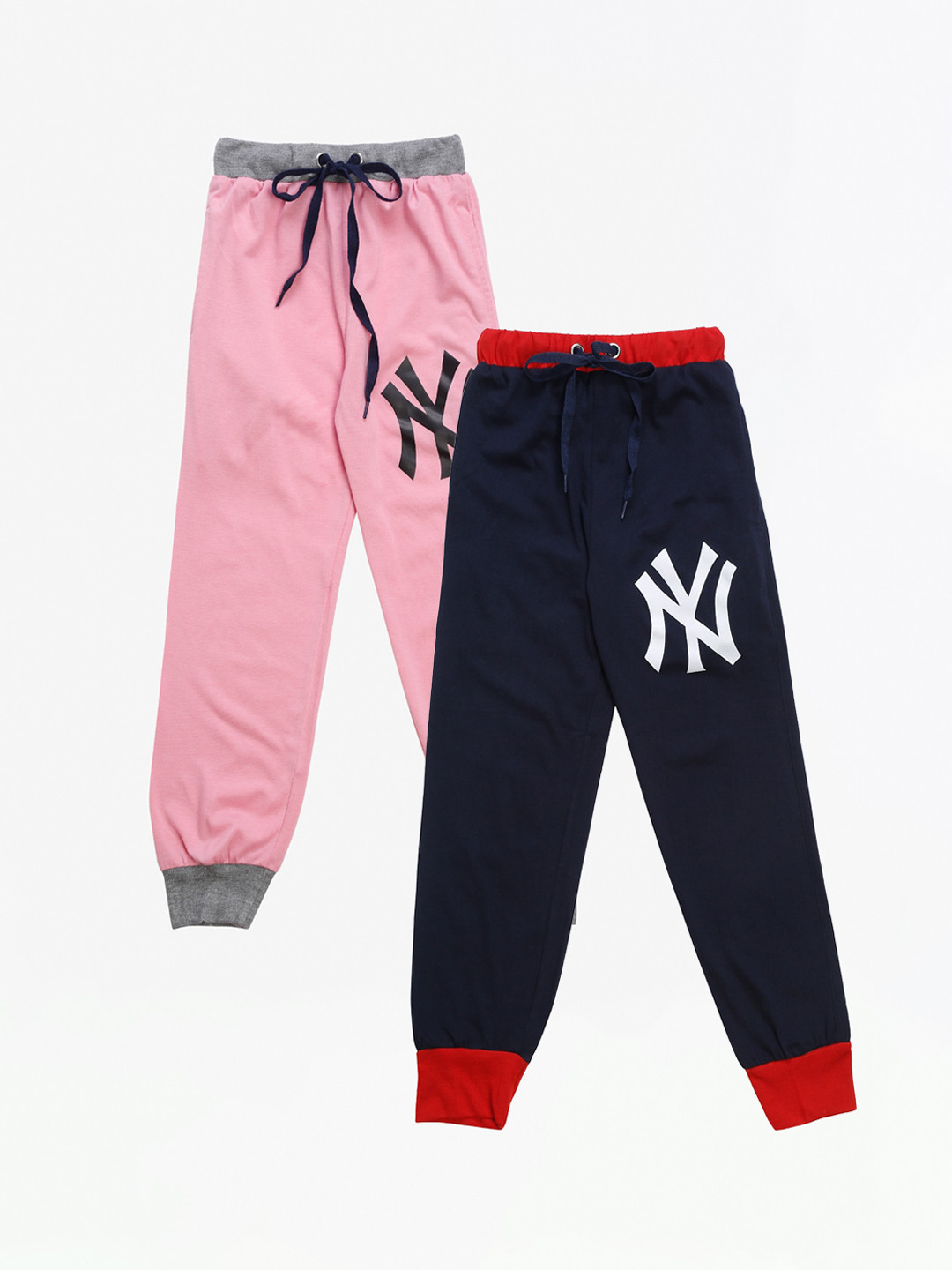 

VIMAL JONNEY Kids Pack Of 2 Pink & Navy Blue Printed Joggers
