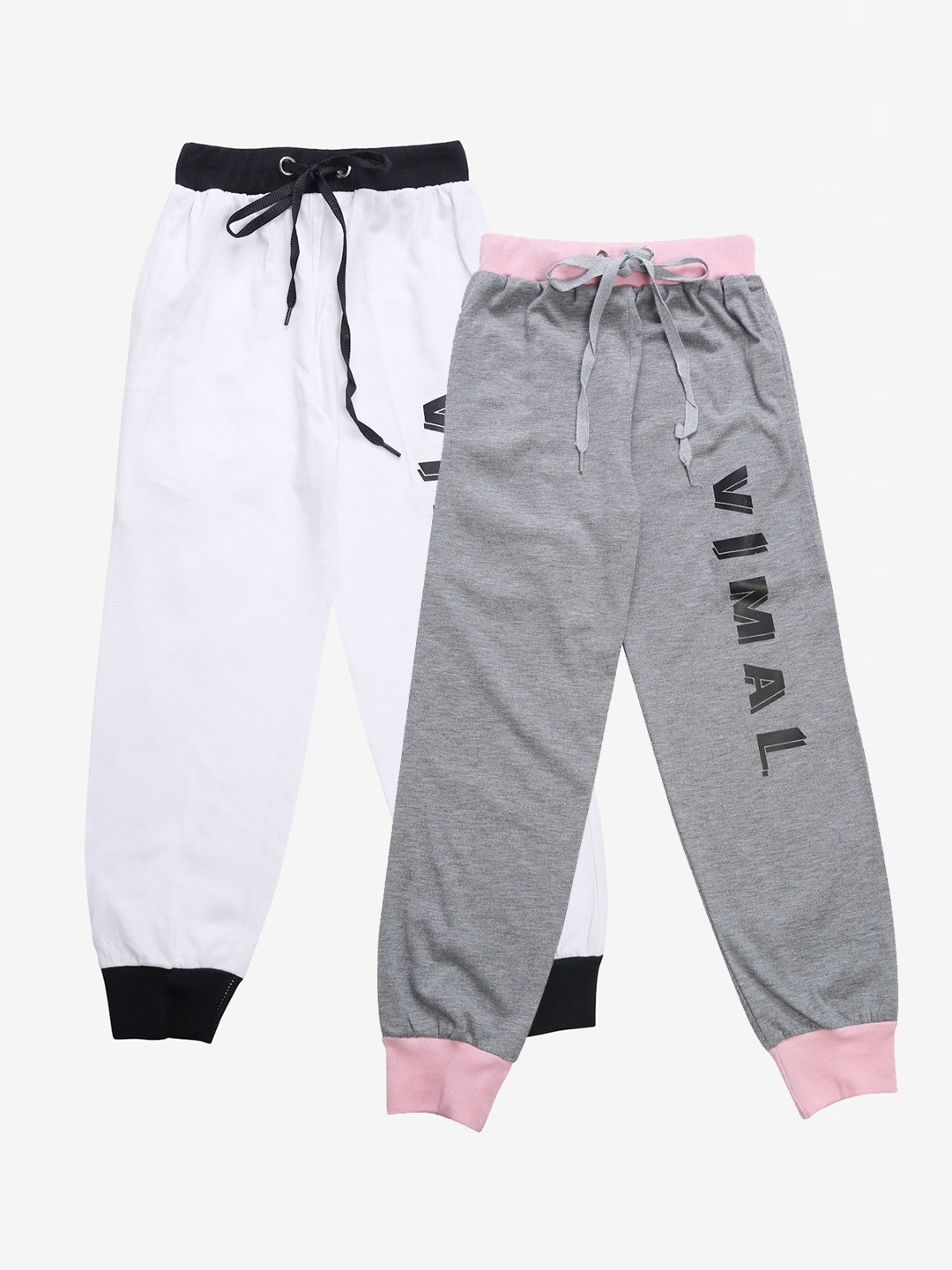 

VIMAL JONNEY Kids Pack Of 2 Solid Joggers, Grey