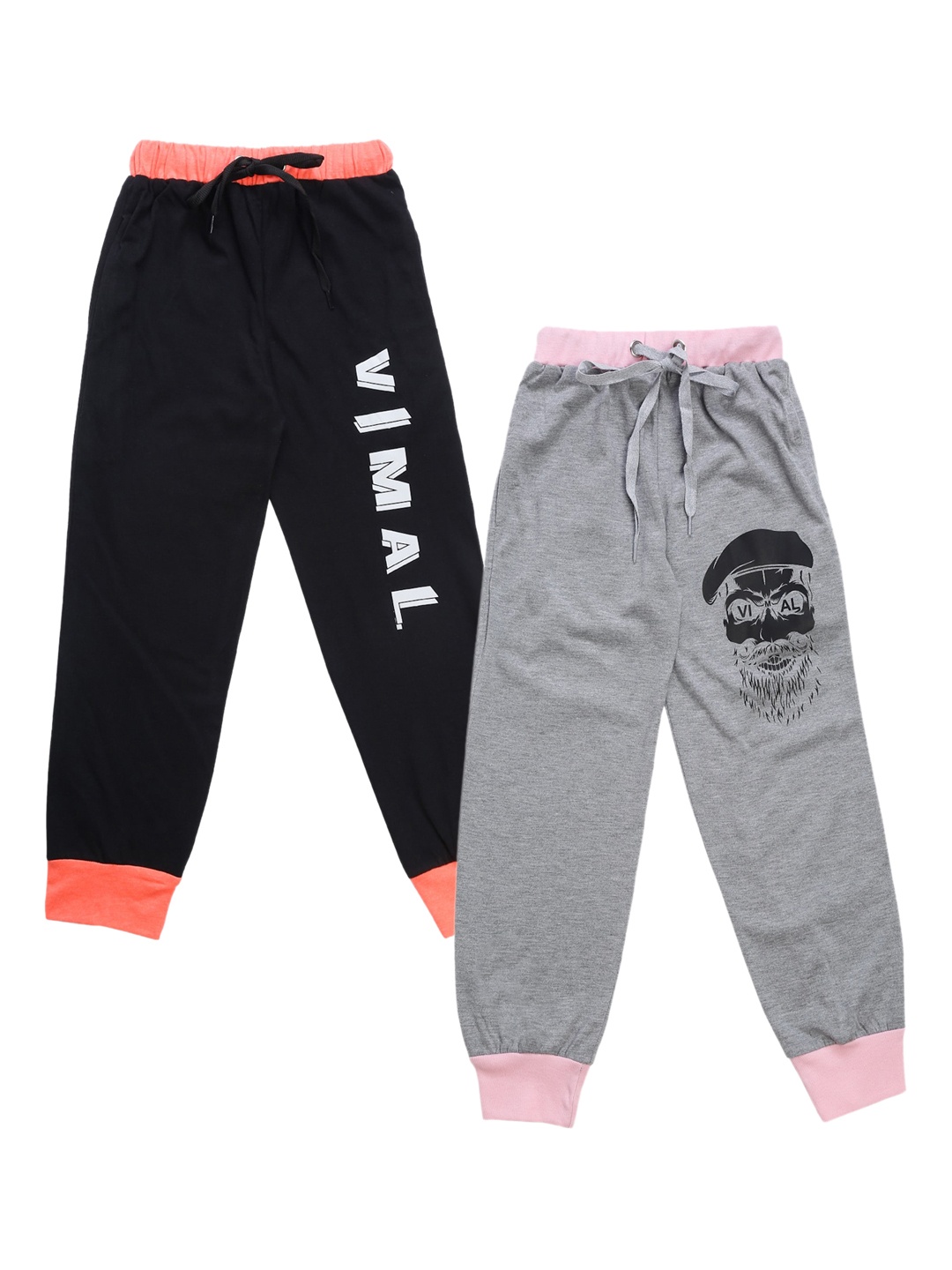 

VIMAL JONNEY Kids Pack Of 2 Printed Joggers, Grey