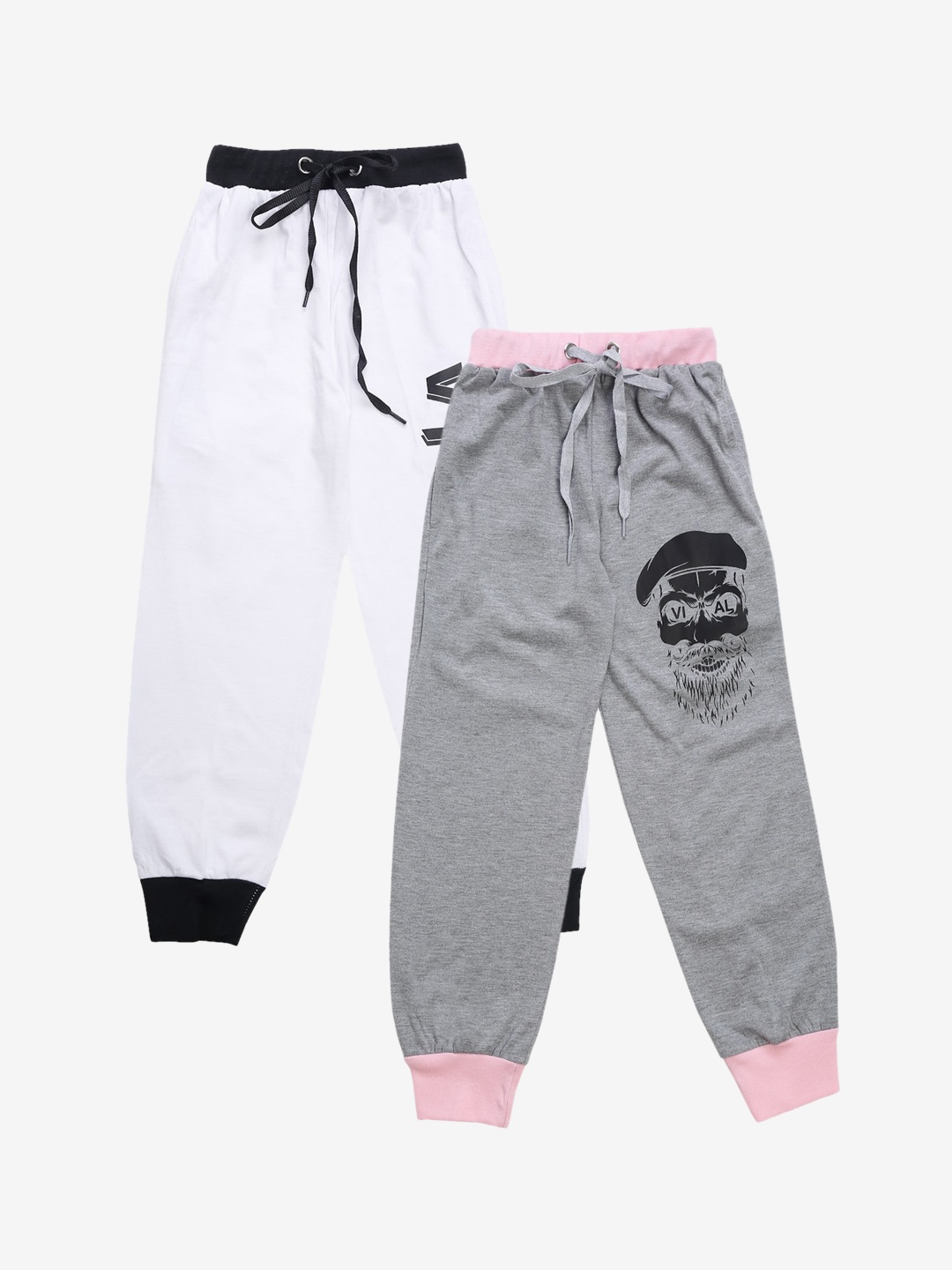 

VIMAL JONNEY Kids Pack Of 2 Solid Joggers, Grey