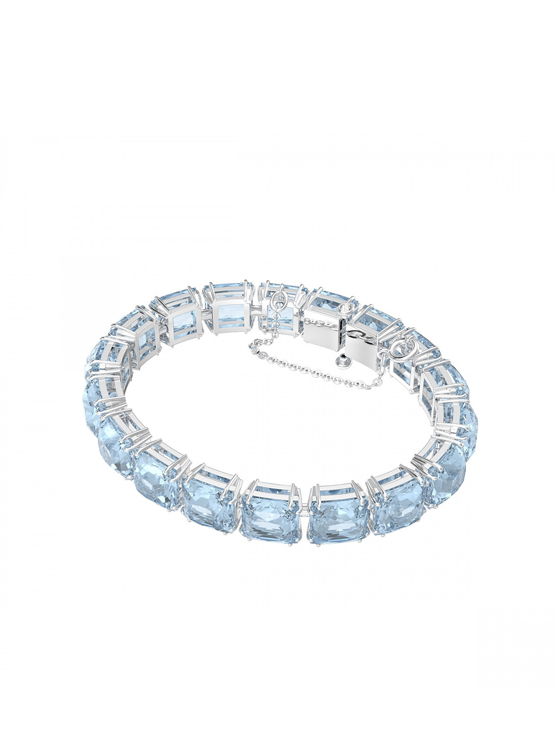 

SWAROVSKI Women Turquoise Blue & Silver-Toned Crystals Rhodium-Plated Cuff Bracelet