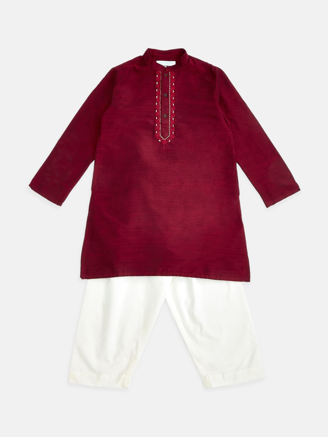 

indus route by Pantaloons Boys Maroon Regular Kurta with Pyjamas