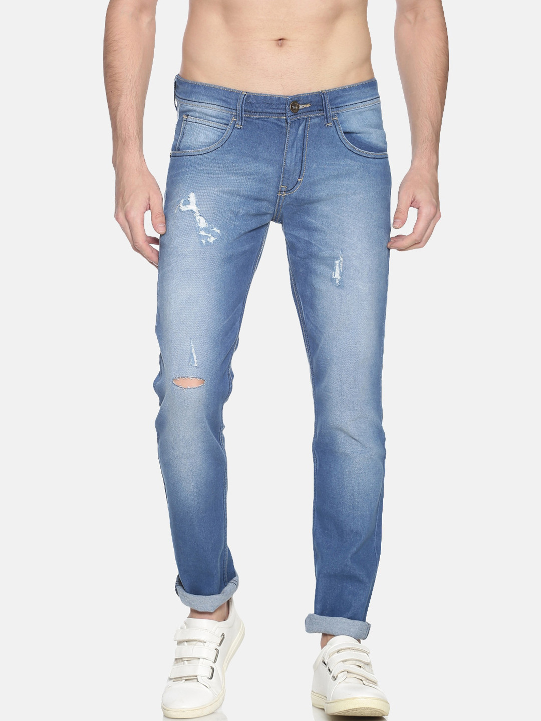 

Chennis Men Blue Slim Fit Mildly Distressed Light Fade Stretchable Jeans