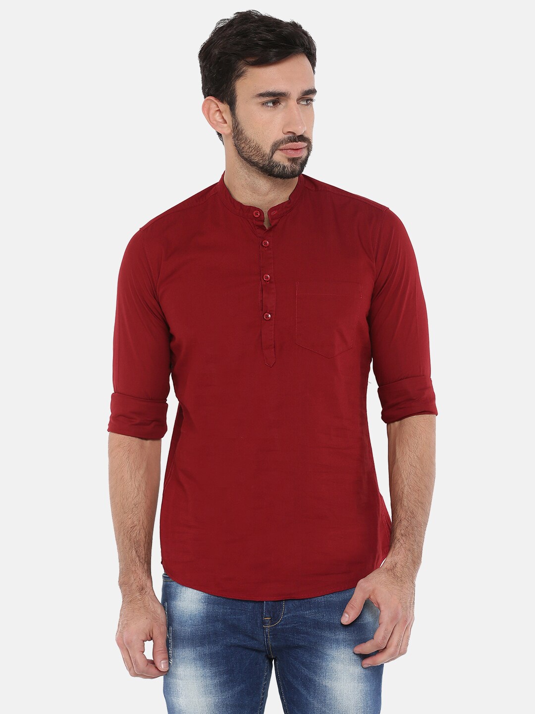 

Chennis Men Maroon Slim Fit Opaque Pure Cotton Casual Shirt