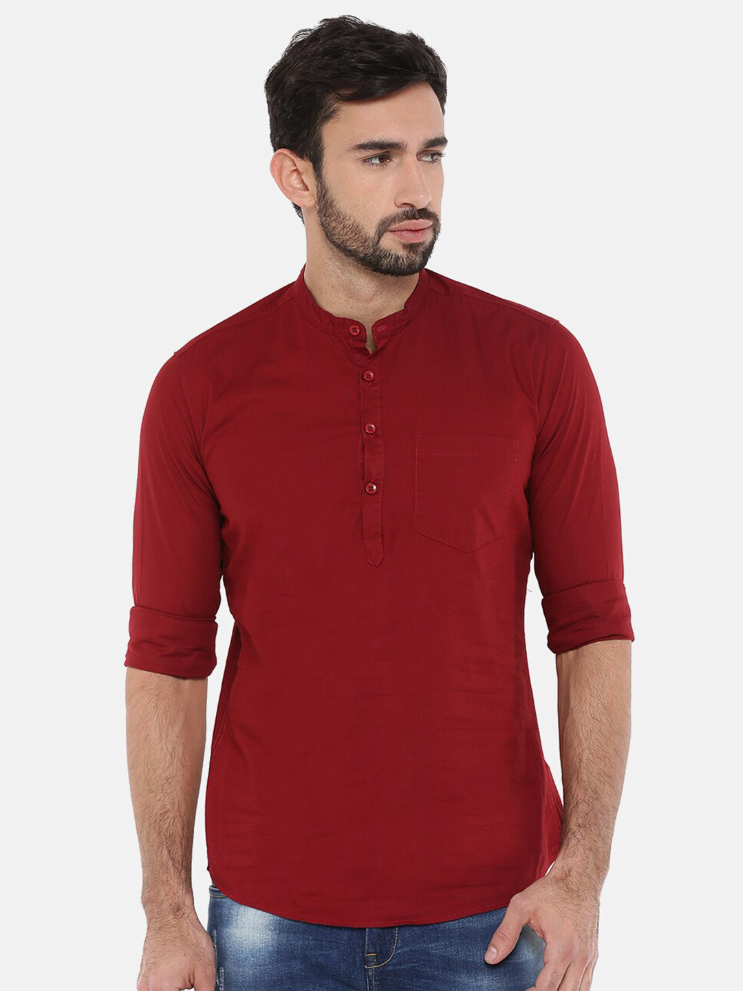 

Chennis Men Maroon Slim Fit Opaque Pure Cotton Casual Shirt