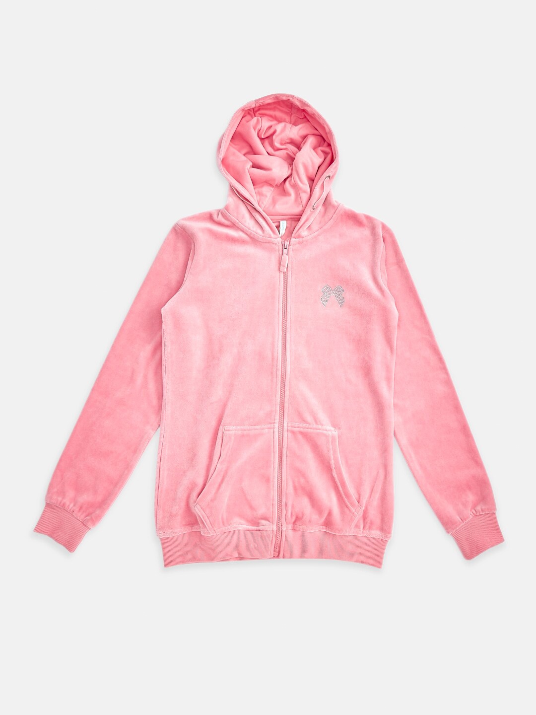

Pantaloons Junior Girls Peach-Coloured Hooded Cotton Sweatshirt