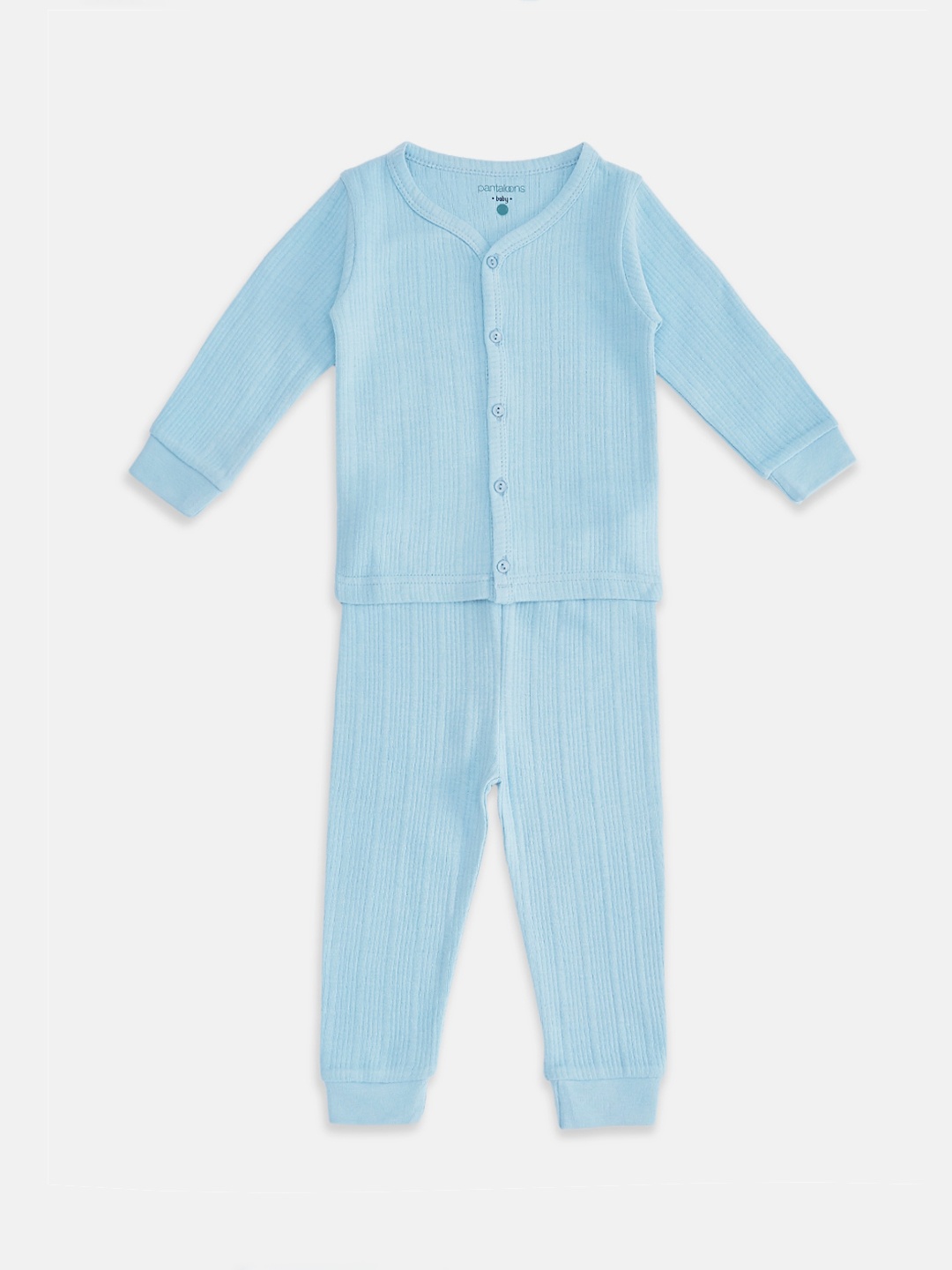 

Pantaloons Baby Infant Boys Blue Striped Woolen Thermal Set