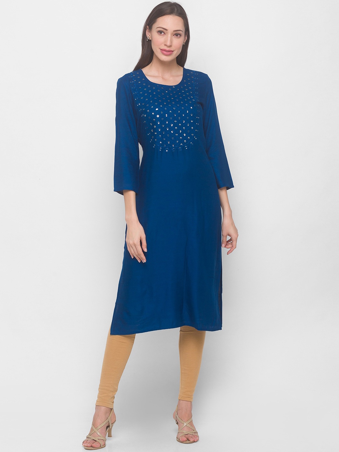 

ZOLA Women Blue Ethnic Motifs Embroidered Kurta