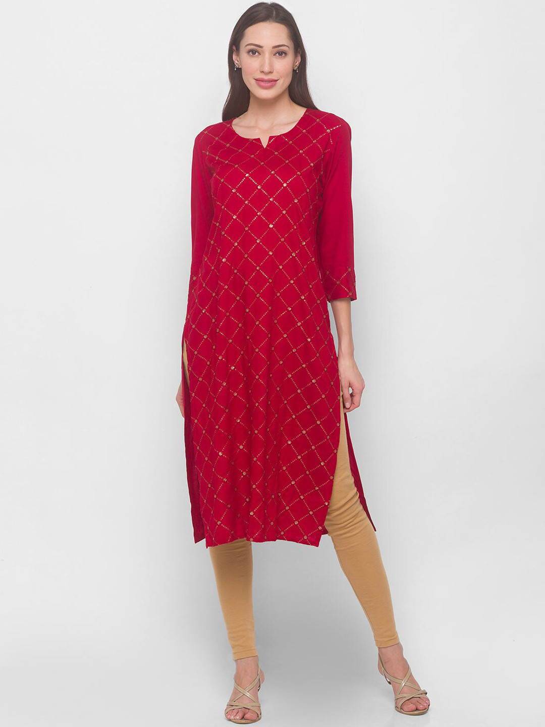 

ZOLA Women Maroon Embellished Kurta