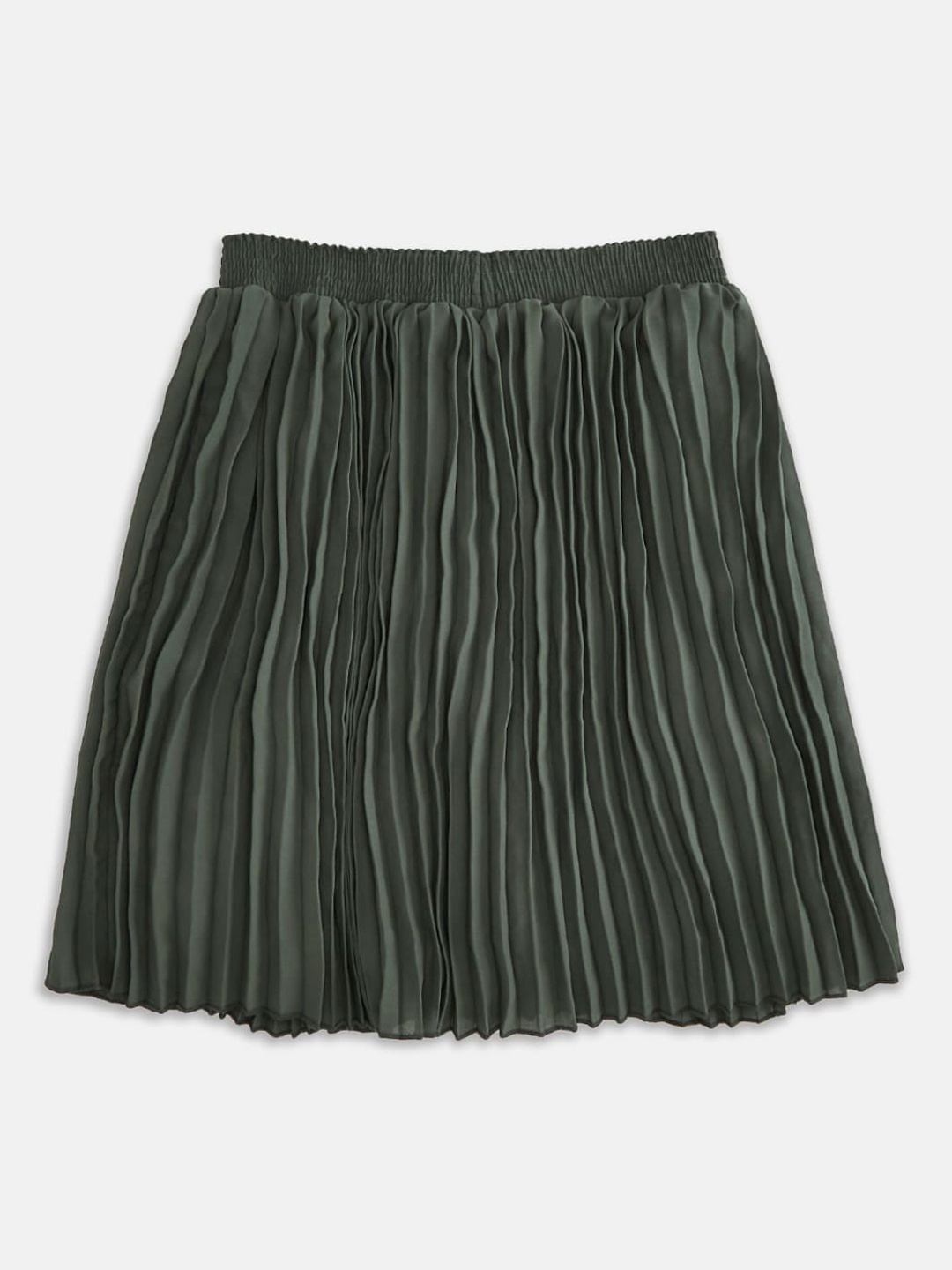 

Pantaloons Junior Girls Olive Green Solid Pure Cotton Flared Skirt