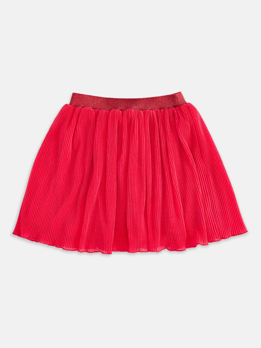 

Pantaloons Junior Girls Red Striped Flared Above Knee-Length Skirt