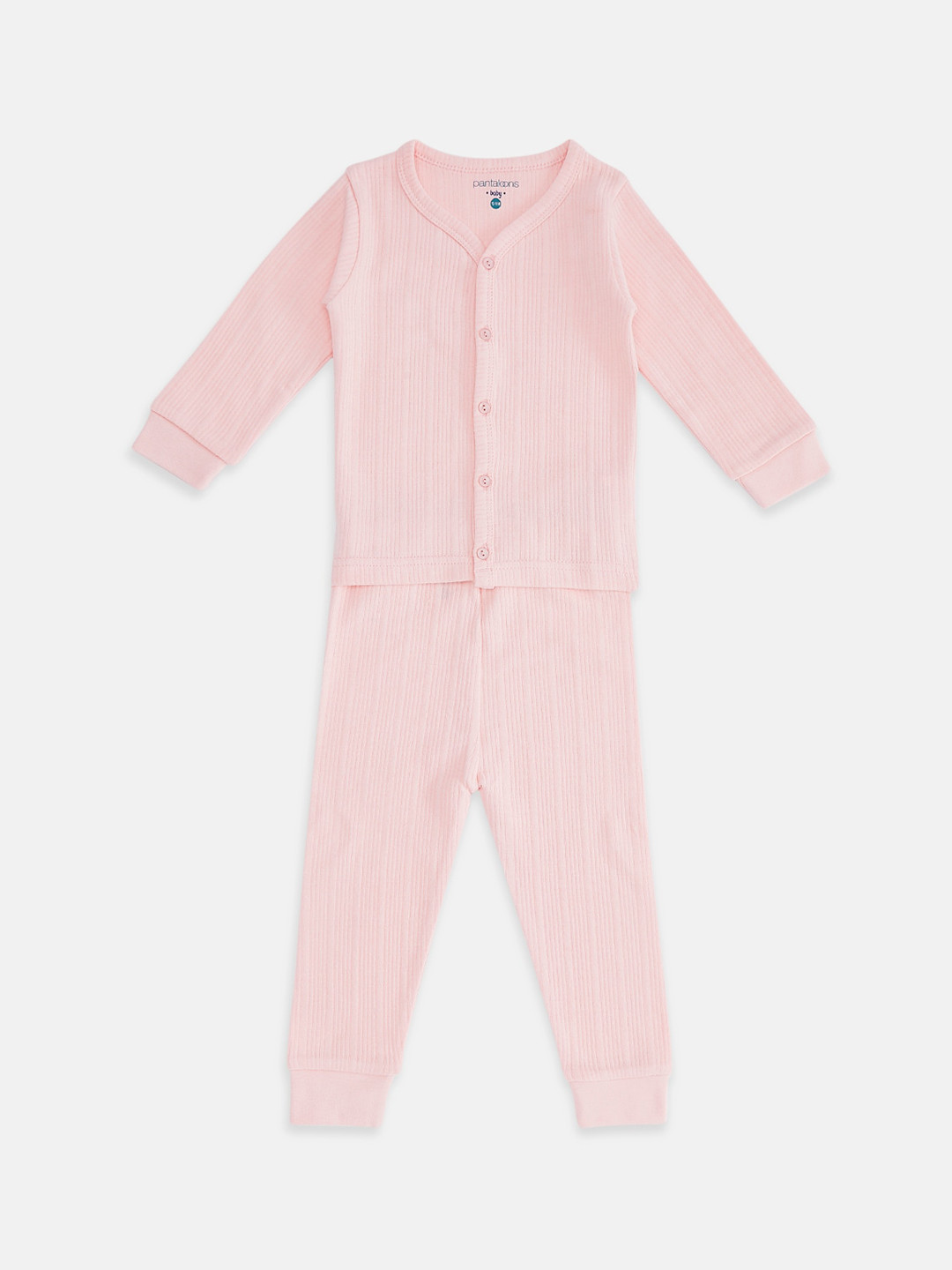 

Pantaloons Baby Infant Girls Pink Ribbed Pure Woollen Thermal Set