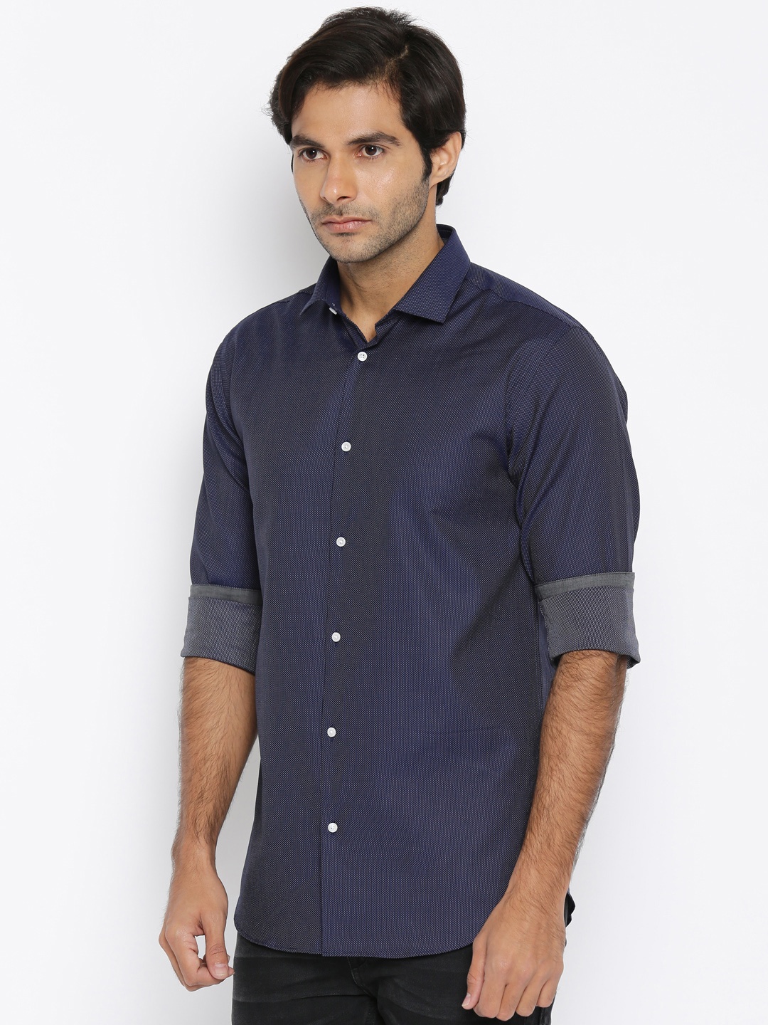 

Jack & Jones Men Navy Blue Casual Shirt